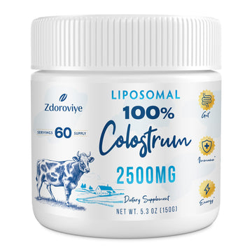 Zdoroviye Liposomal Bovine Colostrum Powder Supplement 2500 mg, Higher Absorption Than Regular Bovine Colostrum (60 Servings) Zdoroviye uk supplements