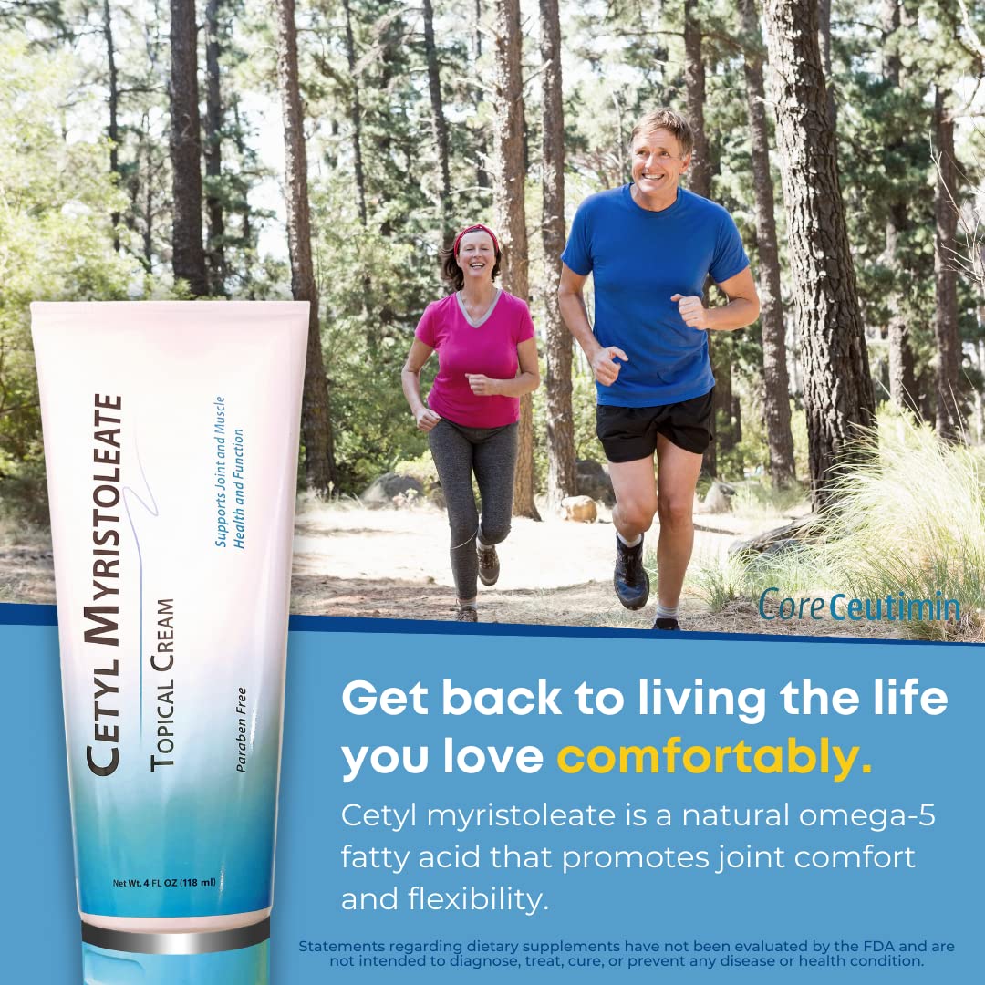 Cetyl Myristoleate Topical Cream Omega 5 Fatty Acid - Helps Reduce Joint and Muscle Discomfort - Includes Arnica, Glucosamine, Aloe,Jojoba, Sunflower & Sesame Seed Oil - 4oz. by Coreceutimin CoreCeutimin uk supplements