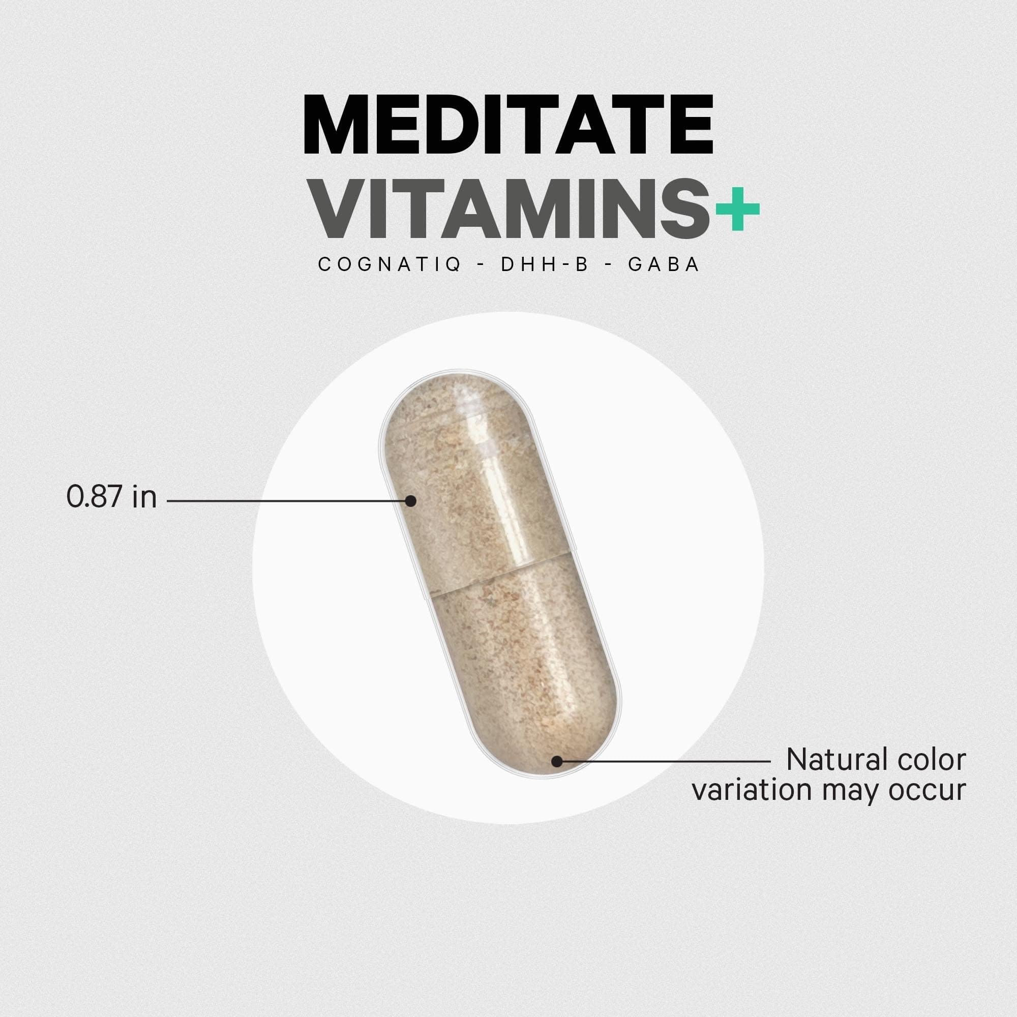 Codeage Meditate Vitamins+ Supplement - CognatiQ, DHH-B, GABA, Ashwagandha, Organic Mushrooms, Blueberries - BDNF Brain Pills and Neuroprotein - Vegan, Non-GMO, Gluten-Free - 60 Capsules Codeage uk supplements