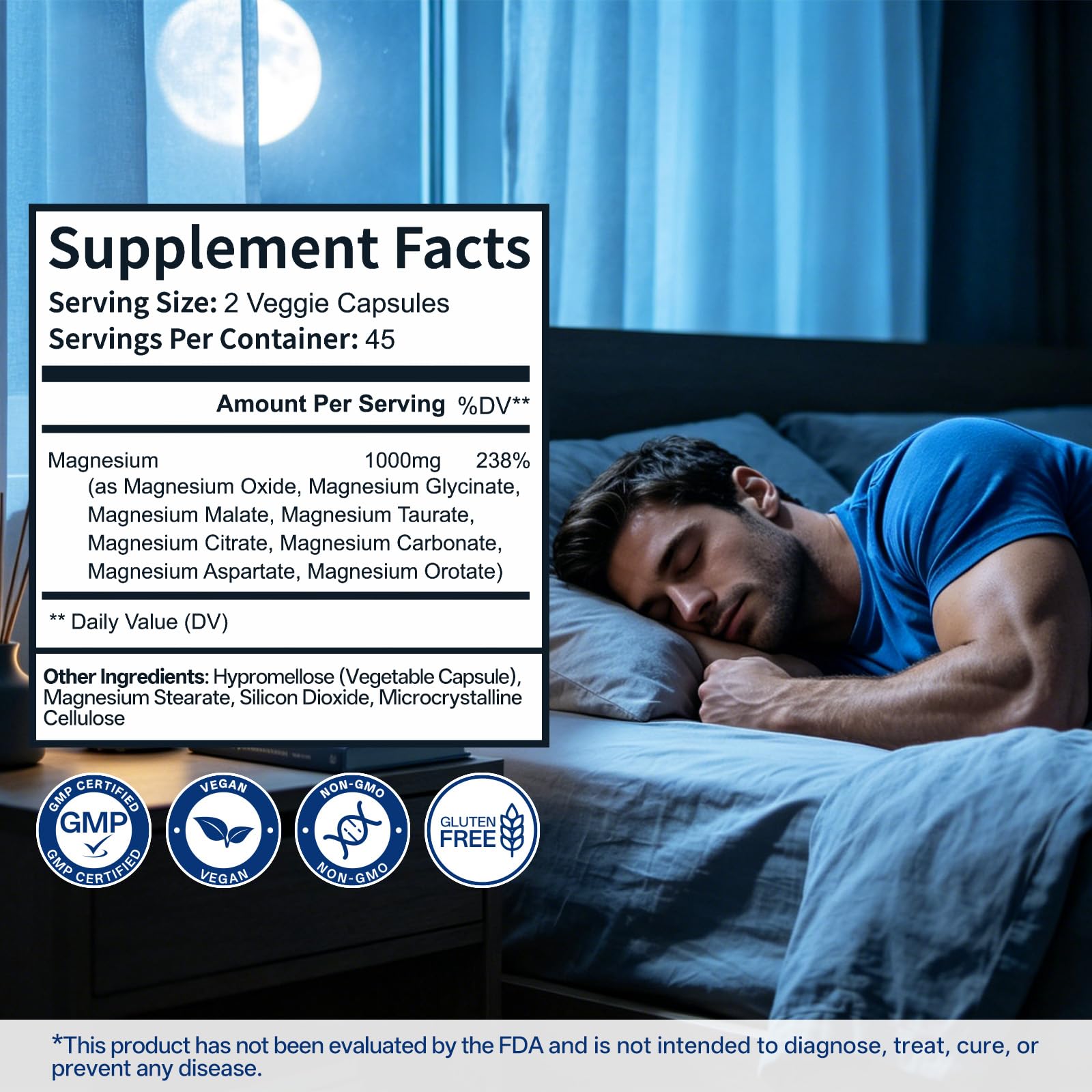 8 in 1 Magnesium Complex Capsules 1000mg for Women and Men - Highly Absorbable Magnesium Supplement Supports Muscle Relaxation Sleep & Energy | NSF Certified, GMP, Gluten Free, Vegan Oopeatol uk supplements