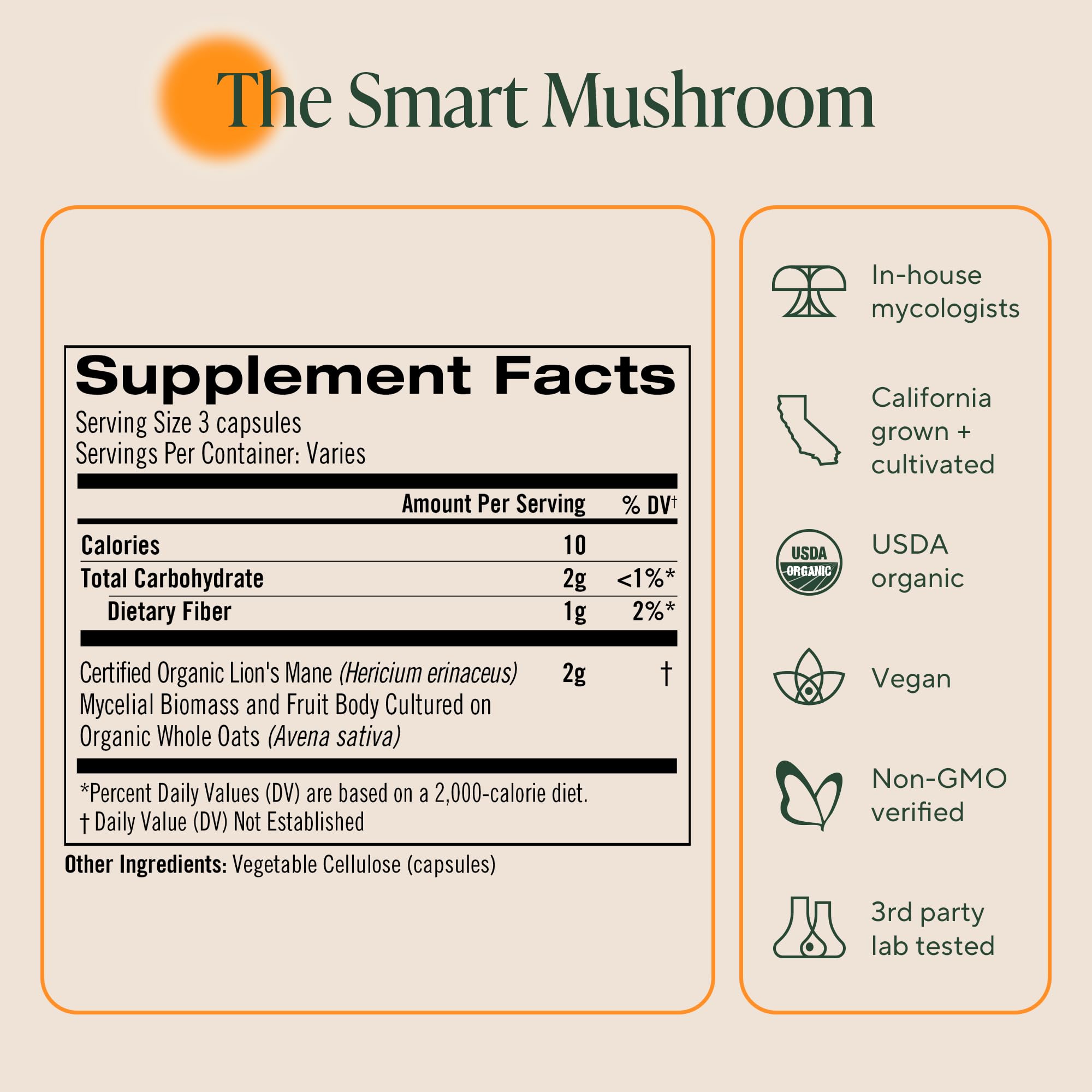Om Lion’s Mane Mushroom Capsules - Organic Mushroom Supplement and Nootropic - Brain Supplements for Memory and Focus, 180 Count (60 Servings) OM MUSHROOM SUPERFOOD uk supplements