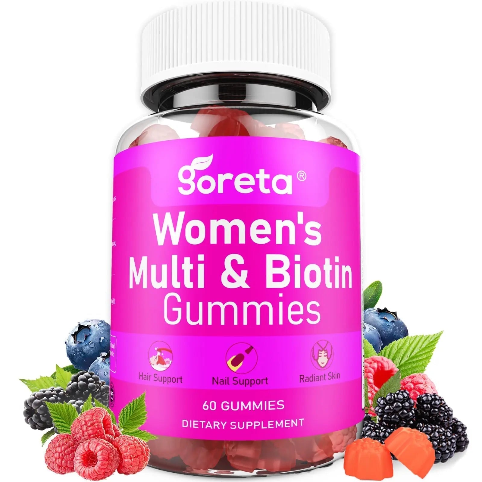 Goreta Women’s Multivitamin Gummies with Biotin 2,500 mcg – 15 Key Nutrients, Sugar-Free Mixed Berry, Pectin-Based, 60 Count Goreta uk supplements