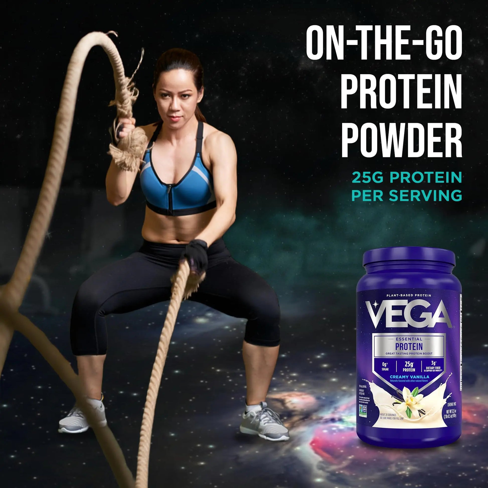 Vega Essential Protein – 25g Plant Based Protein Powder, Creamy Vanilla, Vegan for a Dairy-Free Vanilla Shake – Large Tub, 32.5oz (20 Servings) Vega uk supplements