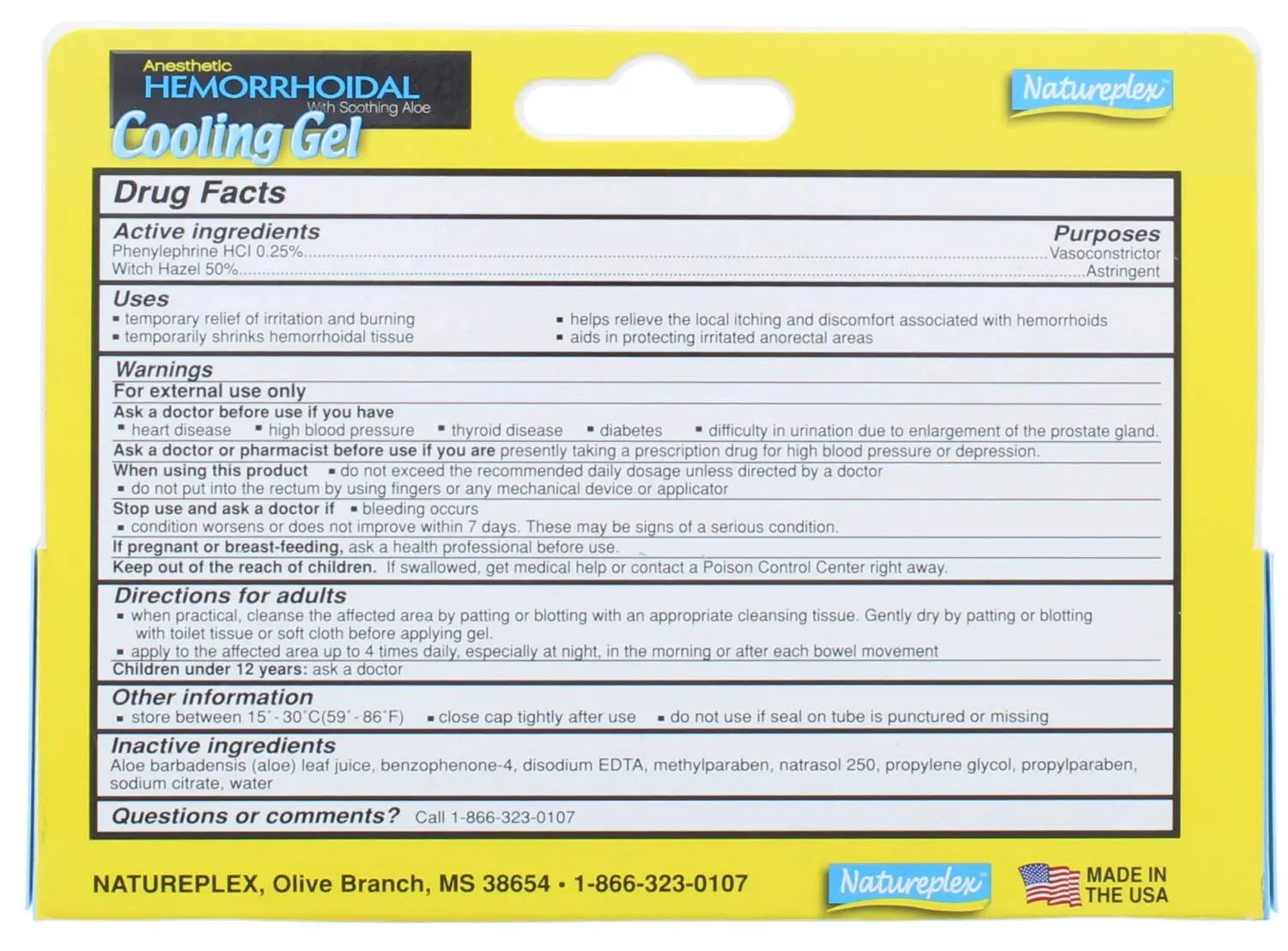 Natureplex Anesthetic Hemorrhoidal Cooling Gel 0.9 oz (2 Pack) – Witch Hazel & Phenylephrine, Soothing Aloe Formula for Temporary Itching, Burning & Swelling Relief - Made in USA Natureplex uk supplements