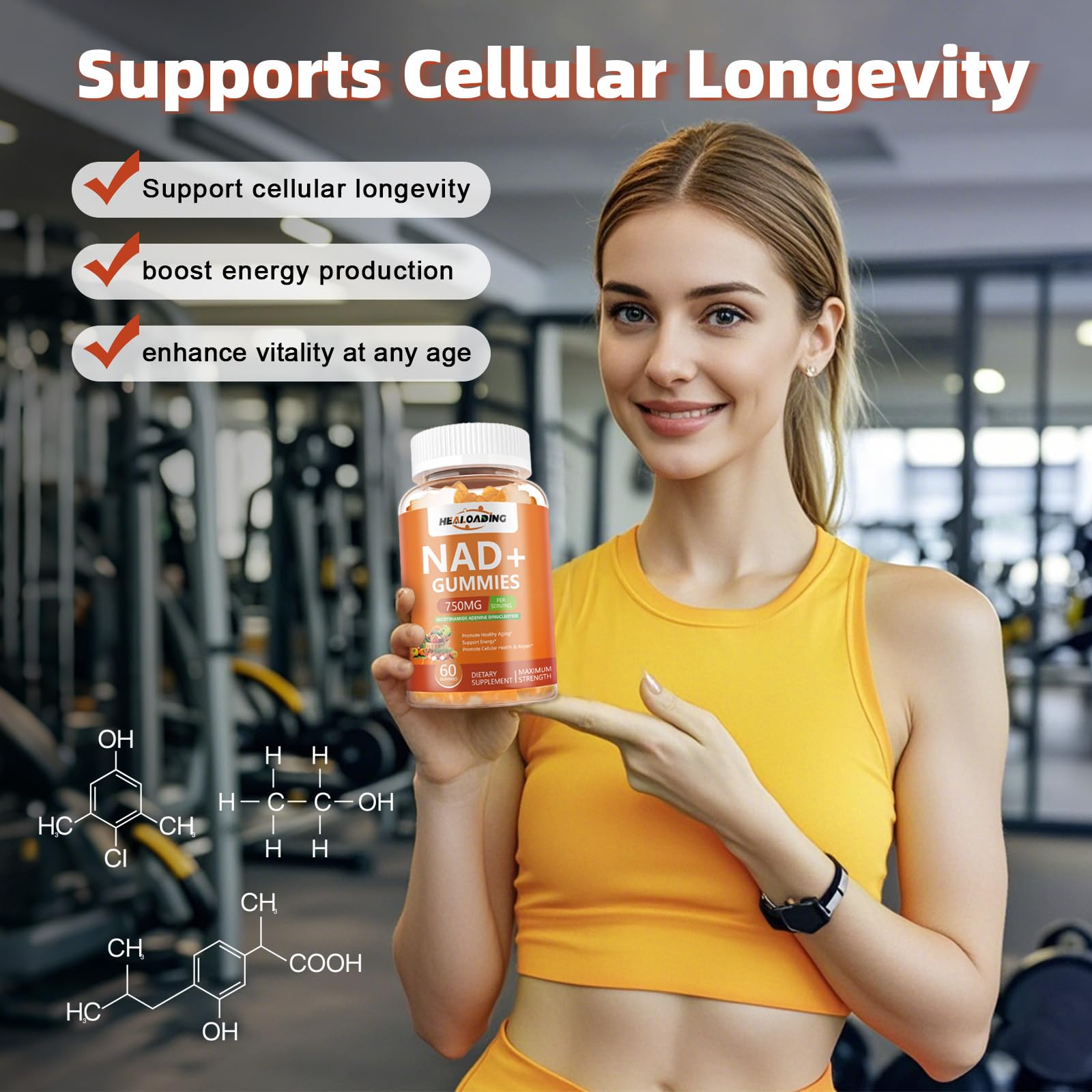 NAD+ Gummies NAD Resveratrol Supplement : NAD Supplements for Women Aging Defense Absorption Than Nicotinamide Riboside Boost Vitamin B3 D3 Sodium Zinc Support Cellular Health Energy and DNA Repair HEALOADING uk supplements