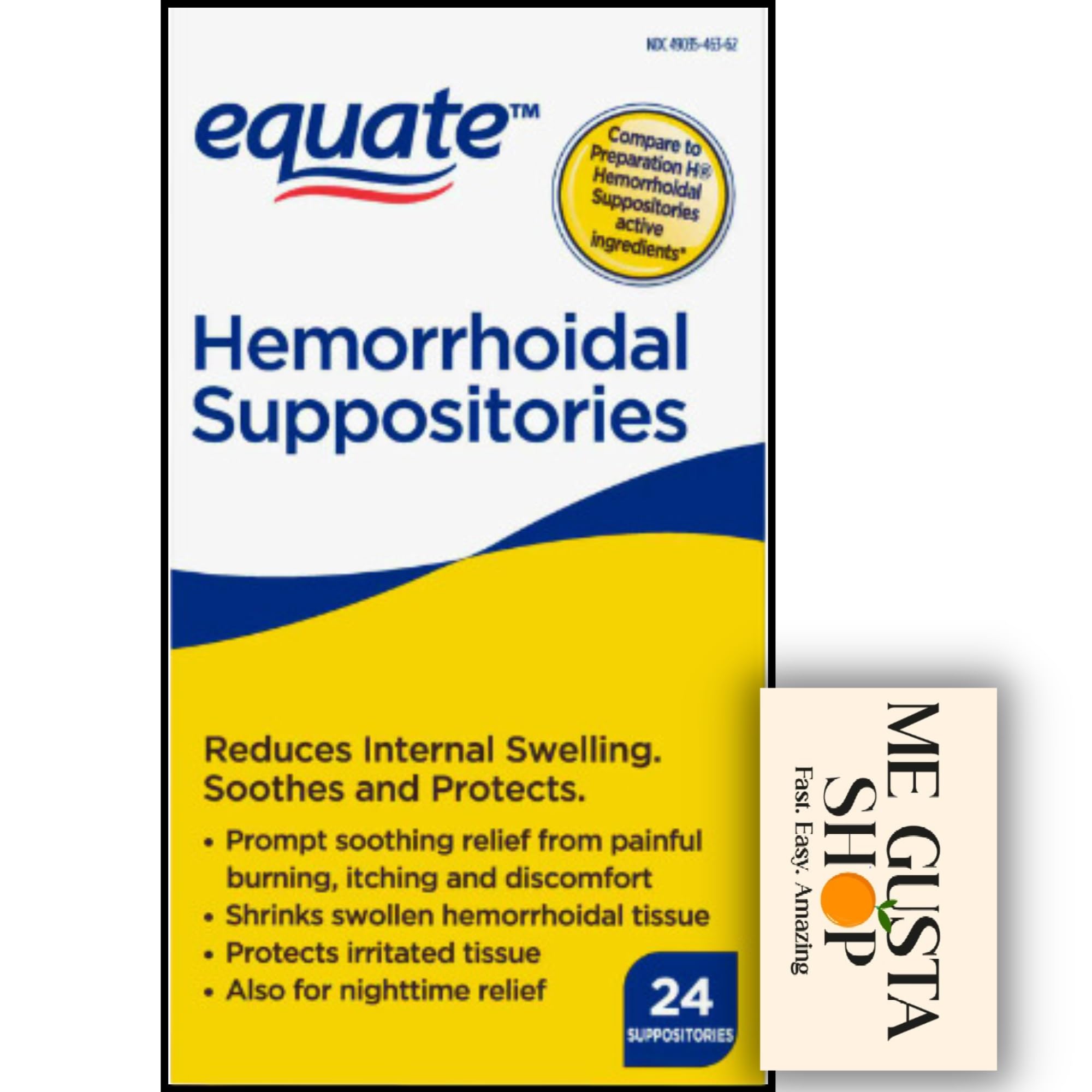 Equate Hemorrhoidal Suppositories 24 Ct Pack of 01 24 Total + me Gusta Sticker ME GUSTA SHOP uk supplements