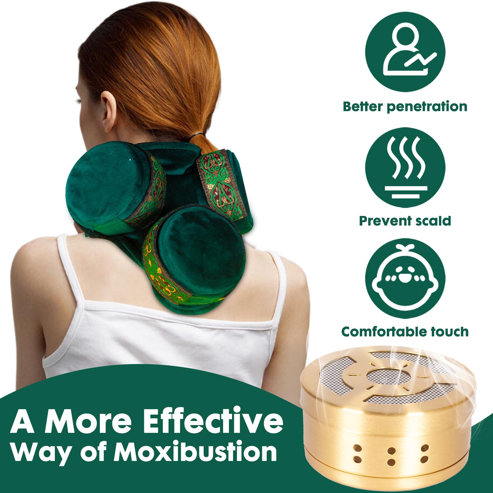 Smokeless Copper Moxa Box, Set of 3 Purifier Copper Tank Moxibustion Treatment Tool Portable Barelove uk supplements