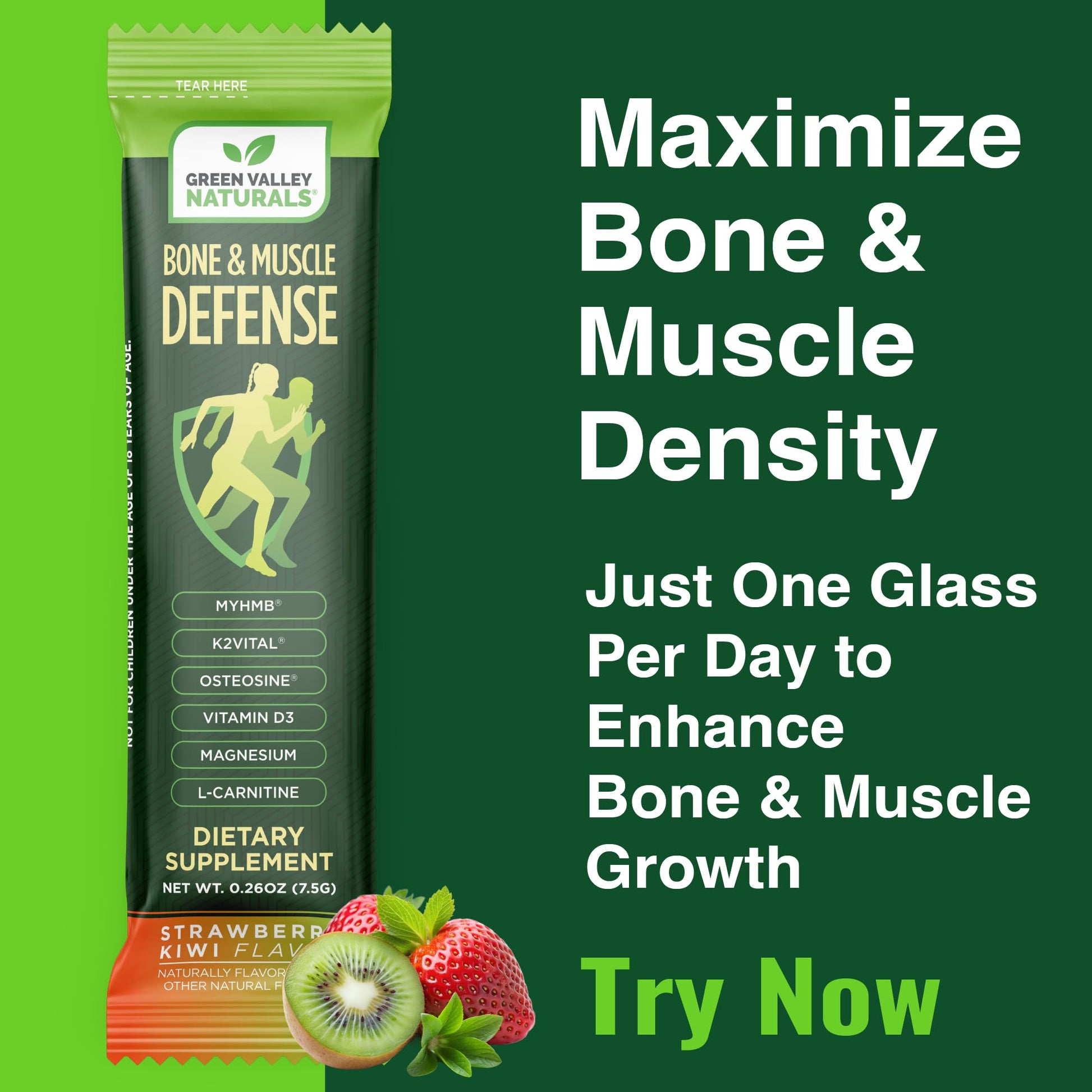 Bone & Muscle Defense Stick Pack | HMB + Leucine Amino Blend for Muscle Support | Protein Growth & Strength Formula for Women & Men | Fertility & Energy Support | Convenient On-the-Go Supplement GREEN VALLEY NATURALS uk supplements