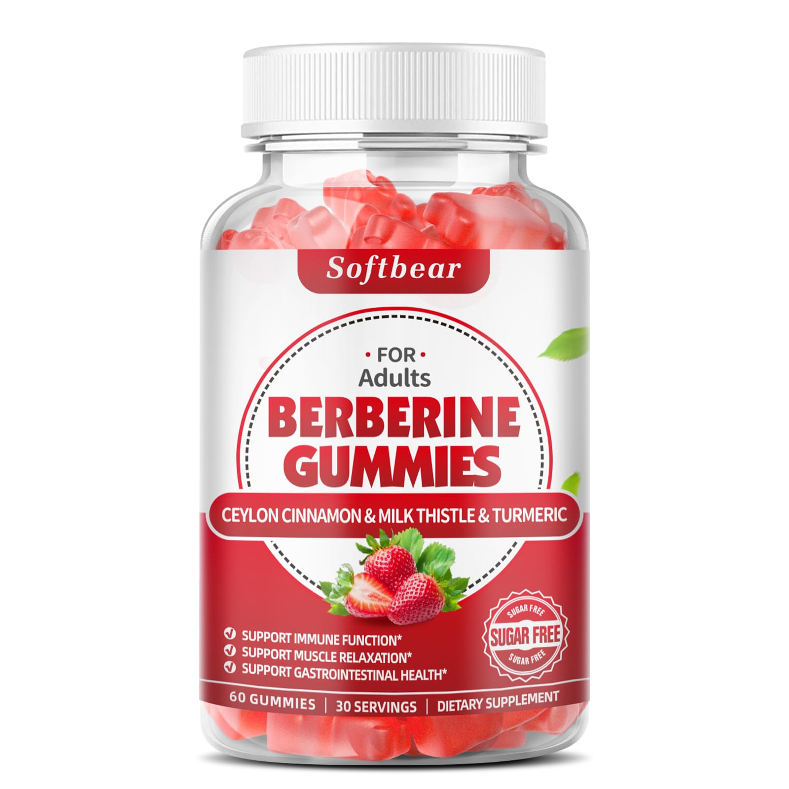 softbear Berberine with Ceylon Cinnamon Gummies-99% Purity Berberine HCL Supplements softbear uk supplements