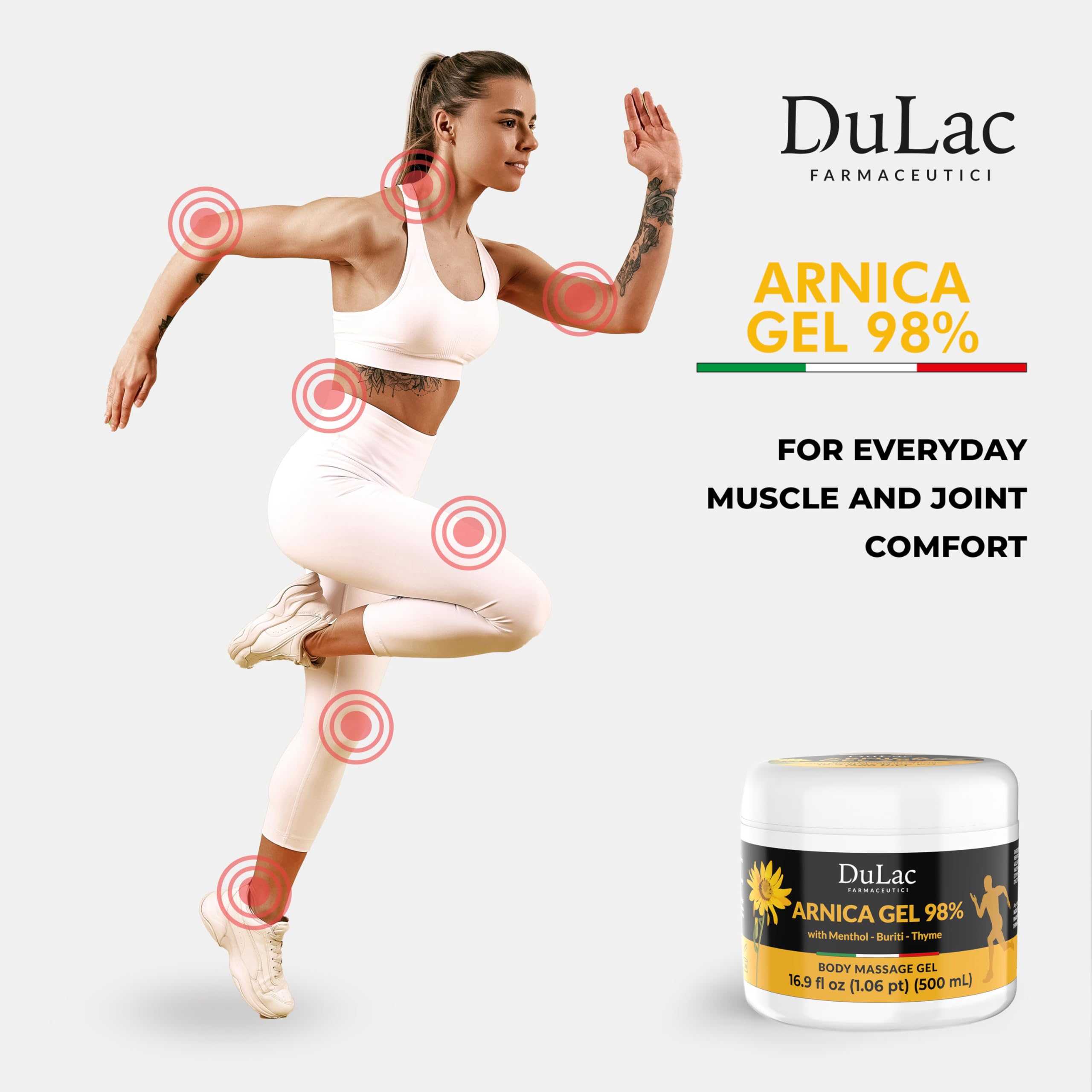 Dulac Arnica Body Massage Gel – Water-Based Cosmetic Massage Gel with Arnica Montana, Fast-Absorbing Lightweight Texture, Non-Greasy Feel, Dermatologically Tested, 16.9 fl oz DULÀC FARMACEUTICI 1982 uk supplements