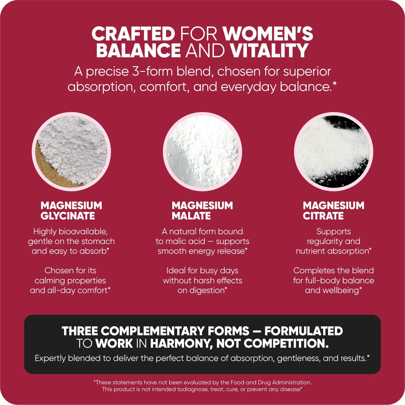 Premium Magnesium Complex for Women 60 Capsules | Complete 3-in-1 with Magnesium Glycinate Citrate & Malate Supports Calm, Digestion, Energy Vegan & Non-GMO Supplement | Veloraa Veloraa uk supplements