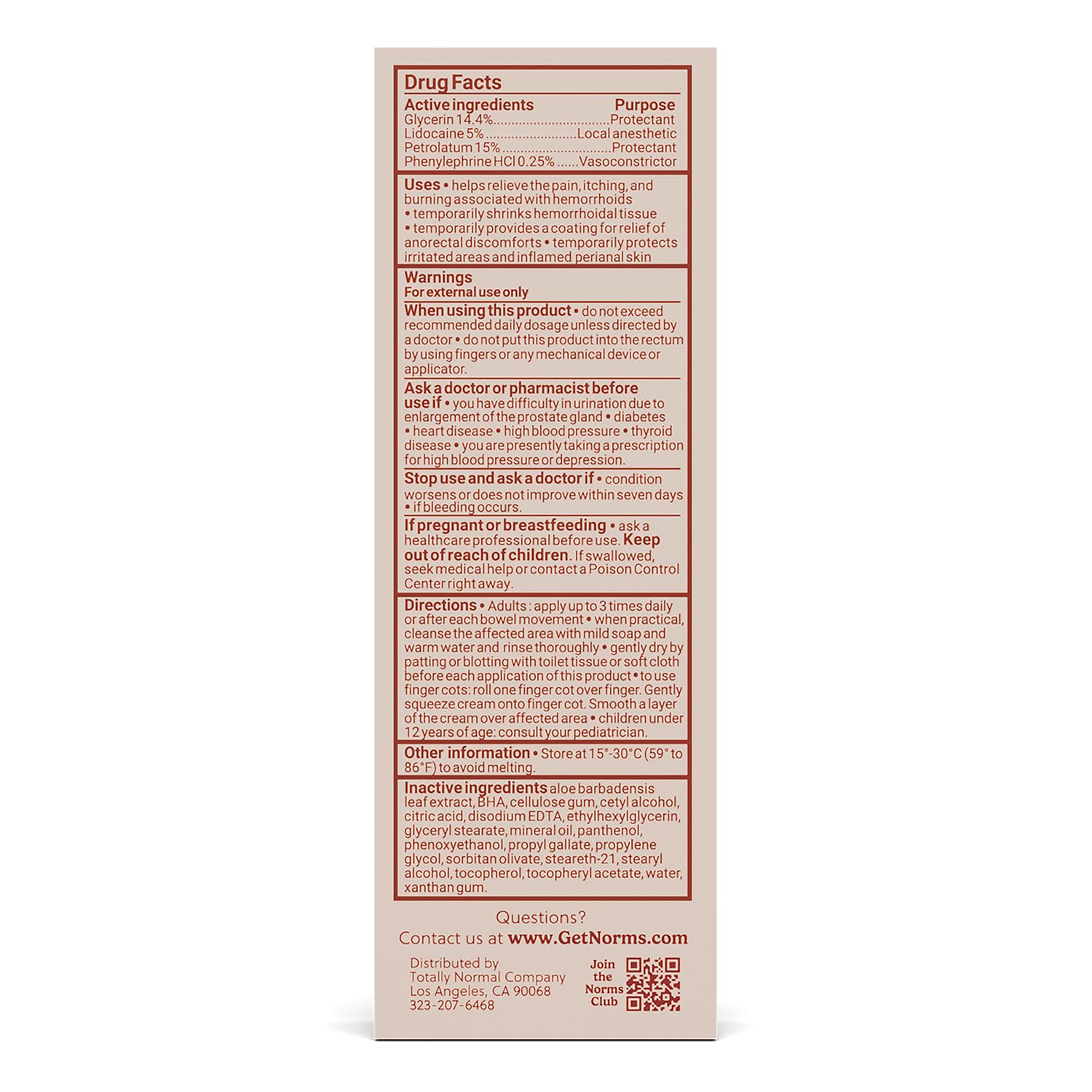 Norms Hemorrhoid Treatment Cream, Max Strength 5% Lidocaine, Rapid Relief for Hemorrhoidal Pain, Swelling, Itching, with Phenylephrine HCL, Aloe & Glycerin – Big Squeeze 2oz Tube Norms uk supplements