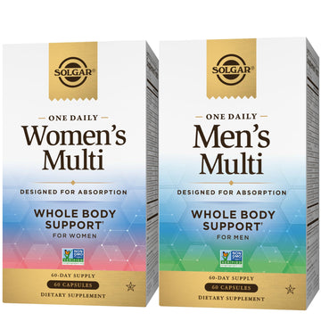 SOLGAR One a Day Women & Mens Bundle:Daily Women's Multi Whole Body Support, 60 Servings + Daily Men's Multivitamin Whole Body Support Supplement, 60 Servings SOLGAR uk supplements