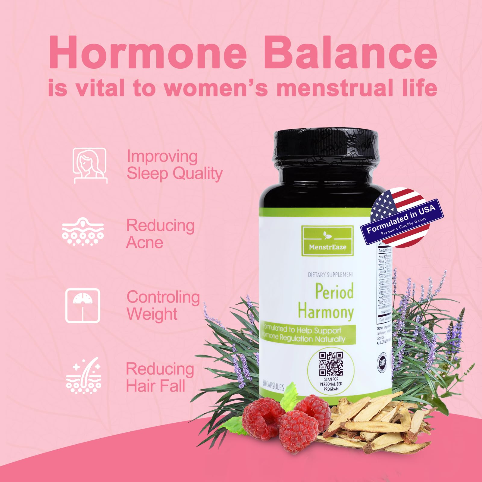 MenstrEaze PMS Relief & Hormone Balance for Women, with Black Cohosh, Vitex, Wild Yam MenstrEaze uk supplements
