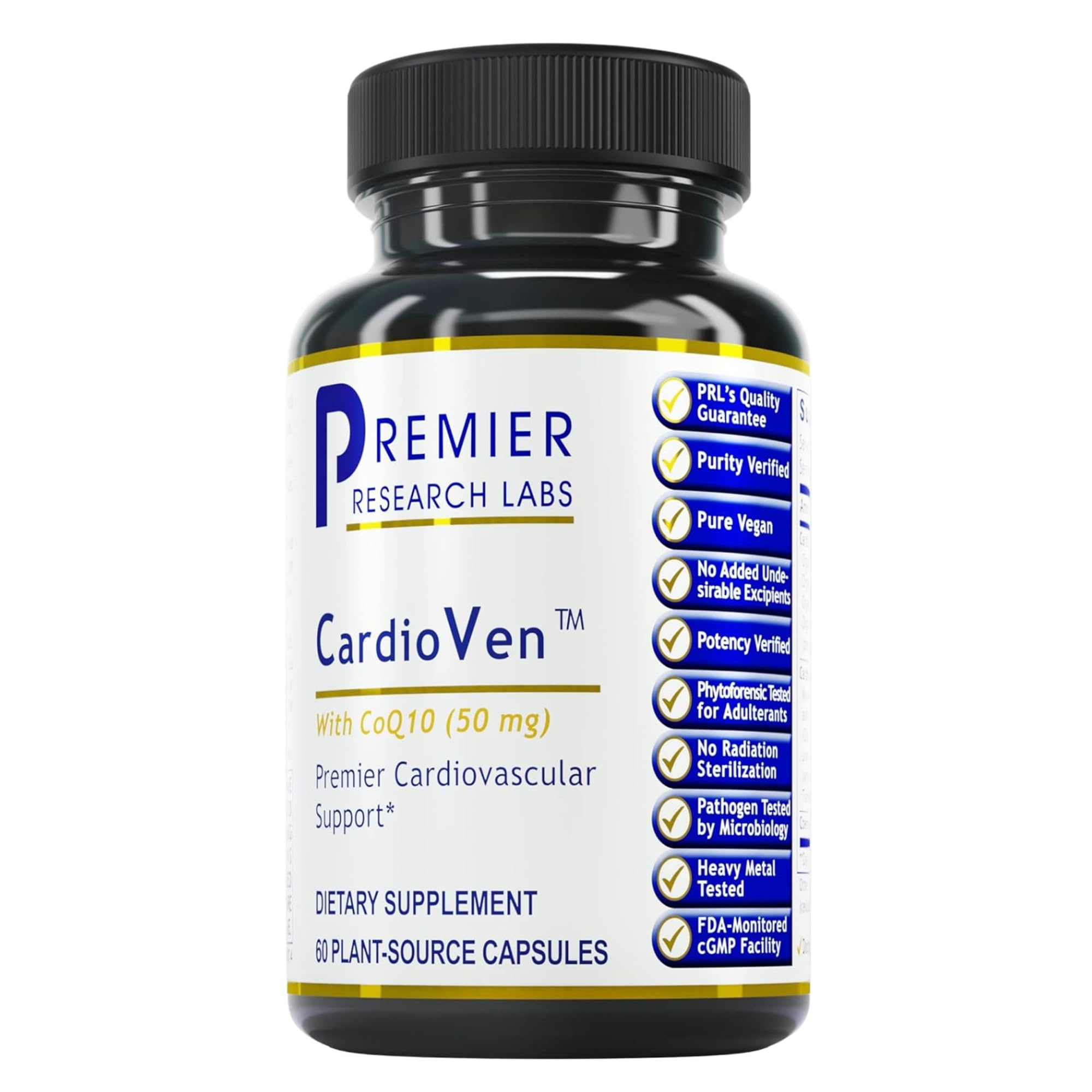 Premier Research Labs CardioVen - CoQ10, Coenzyme Q10, Co Q 10 Supplement 50mg, Ubiquinol with Chlorella, Tocotrienol & Cayenne Pepper for Heart Health, Antioxidant Support - 60 Vegetarian Capsules Premier Research Labs uk supplements