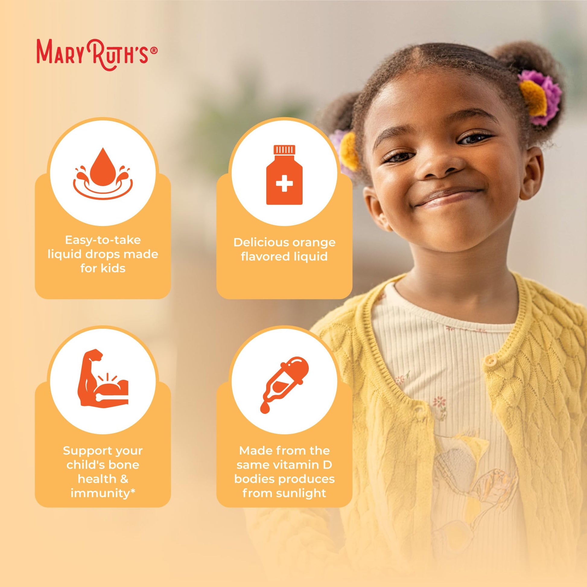 MaryRuth Organics USDA Organic Vitamin D3 Liquid Drops for Kids | 640 IU Vitamin D3 Per Serving | Kids Immune Support & Bone Health Supplement | Formulated for Ages 4-13 | 0.5oz | 30 Servings MARYRUTH'S uk supplements