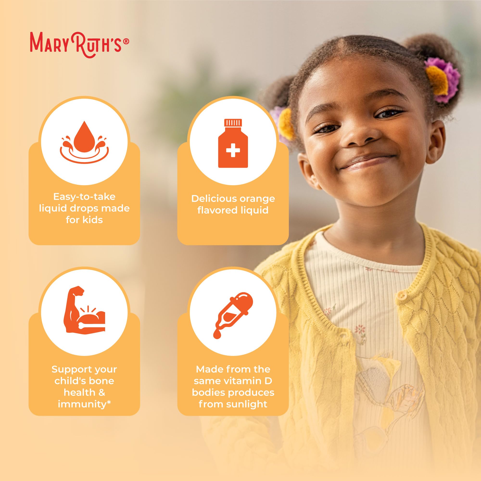 MaryRuth Organics USDA Organic Vitamin D3 Liquid Drops for Kids | 640 IU Vitamin D3 Per Serving | Kids Immune Support & Bone Health Supplement | Formulated for Ages 4-13 | 0.5oz | 30 Servings MARYRUTH'S uk supplements