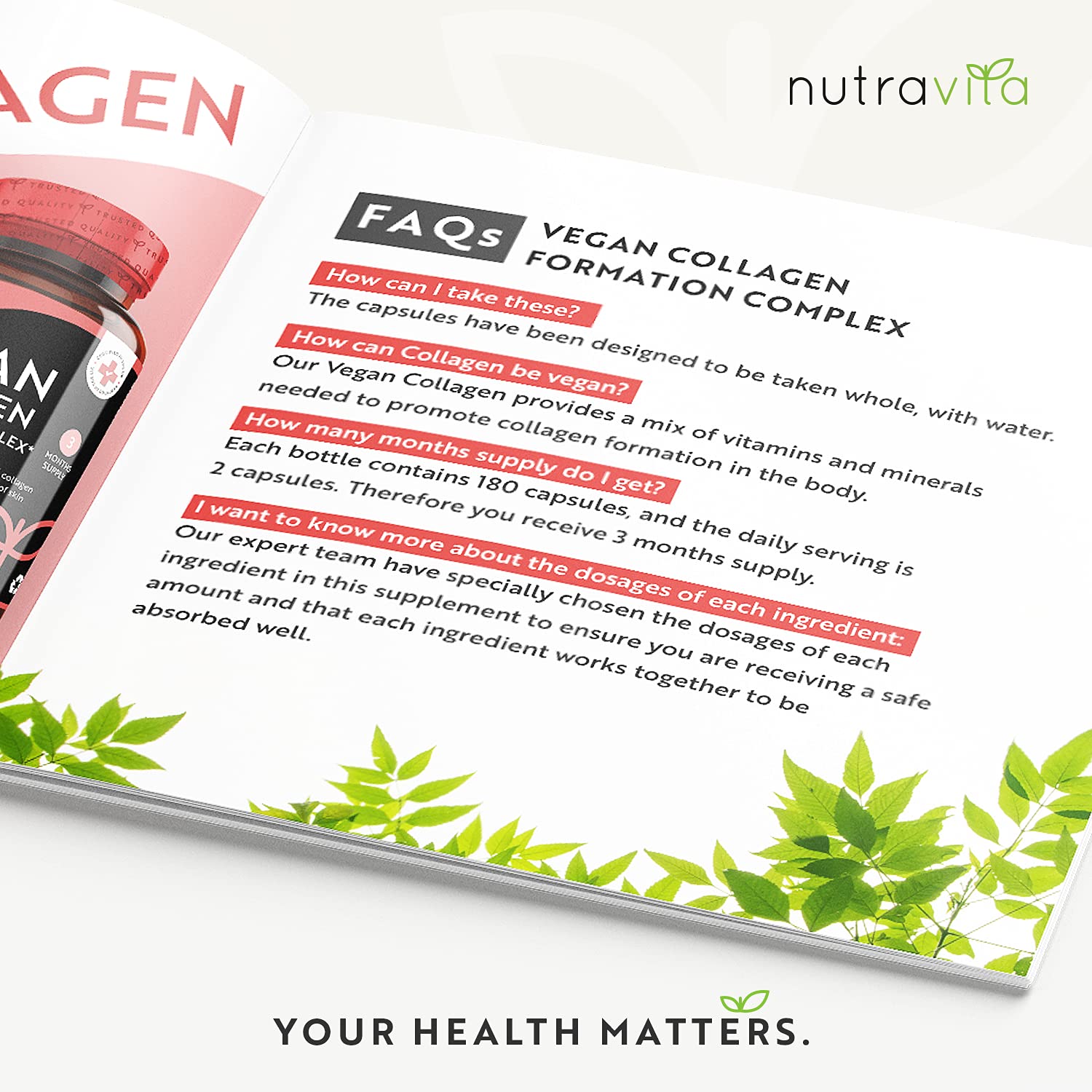 Vegan Collagen 1000mg Advanced Superfood Blend - 180 Capsules (3 Month Supply) Nutravita uk supplements
