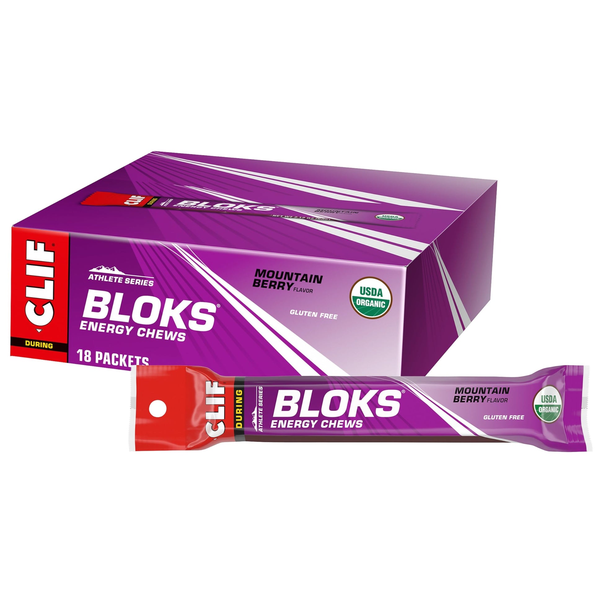 CLIF BLOKS - Mountain Berry Flavor - Energy Chews - Non-GMO - Plant Based - Fast Fuel for Cycling and Running - Quick Carbohydrates and Electrolytes - 2.12 oz. (18 Count) CLIF Bar uk supplements