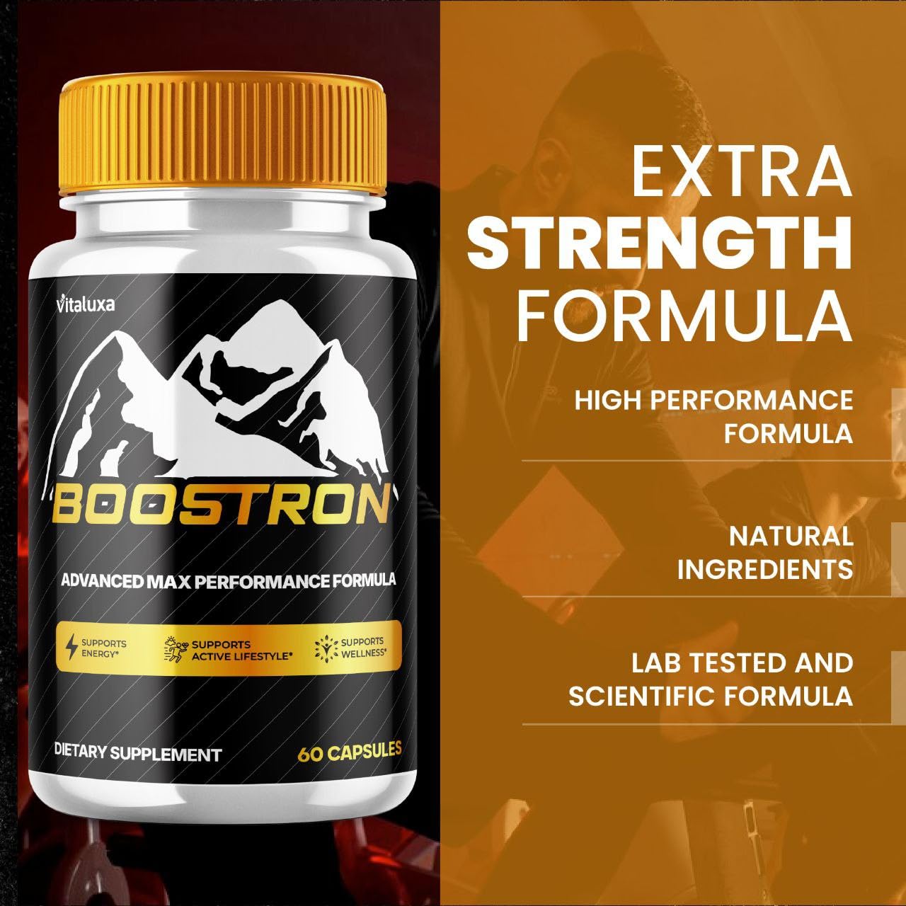 Boostron Capsules, Boostron Supplement Pills - Boostrom Maximum Strength Performance Blend Premium Advanced Formula All Natural Ingredients for Advanced Health Vitamin Support Reviews (60 Capsules) Vitaluxa uk supplements