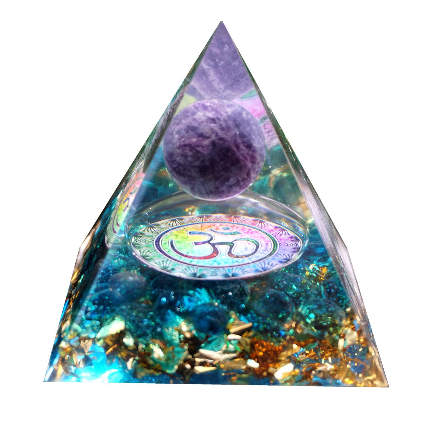 Besorgone Orgonite Pyramid for Positive Energy Amethyst Sphere Chakra Orgone with Blue Quartz Besorgone uk supplements