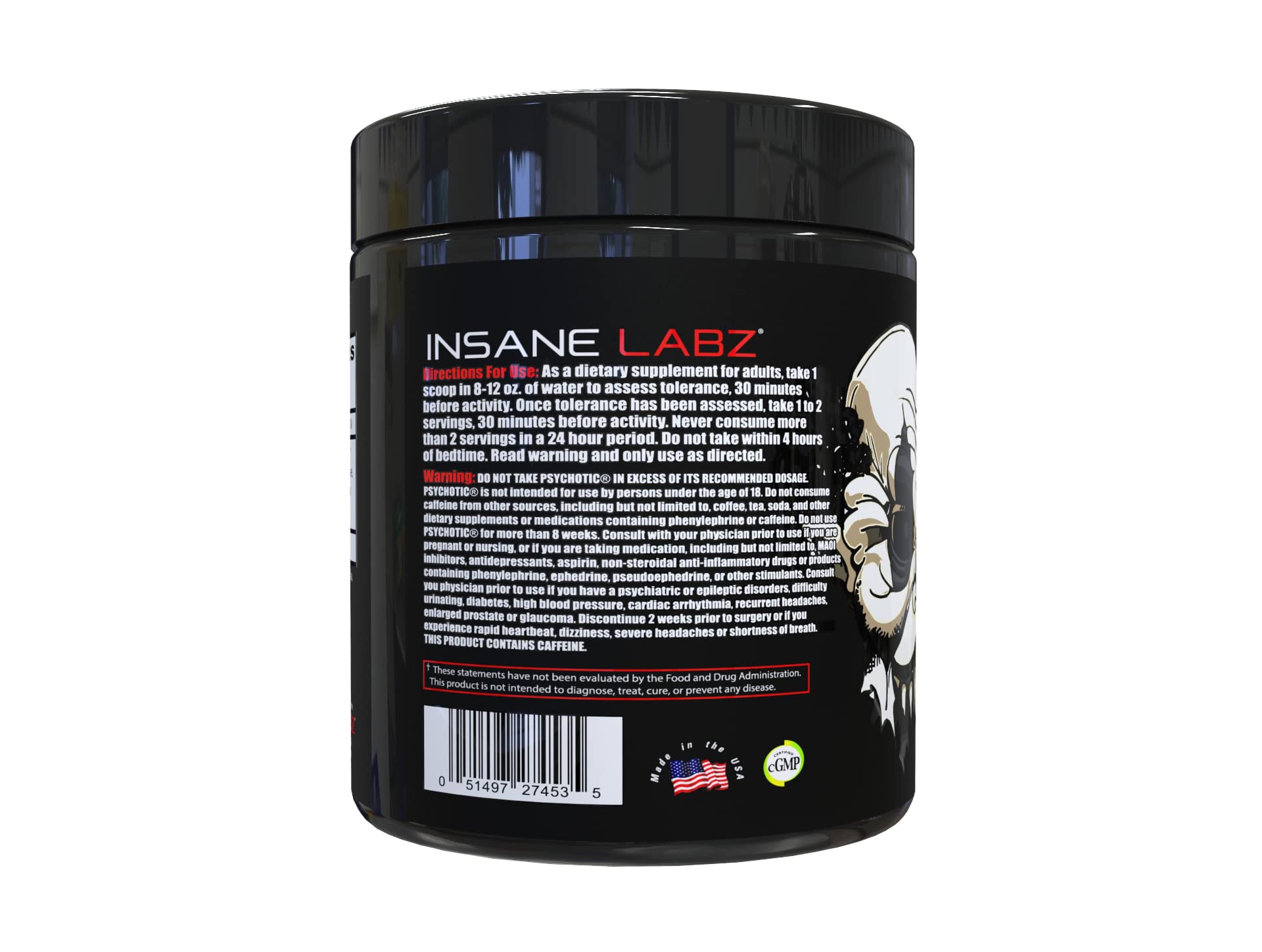 Insane Labz Psychotic Black Edition Mid Stimulant Pre Workout Powder, Energy Focus Pumps, Loaded with Creatine Beta Alanine Taurine Fueled by AMPiberry, 35 Servings (Blue Raspberry) Insane Labz uk supplements