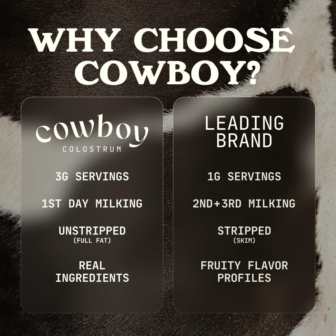 Cowboy - The Exclusive 1st Milking, Whole, Grass Fed Colostrum Supplement for Full Body Health - Sugar Free Bovine Colostrum Powder Packed with Bioactive(Vanilla & Chocolate) Nutrients COWBOY COLOSTRUM uk supplements
