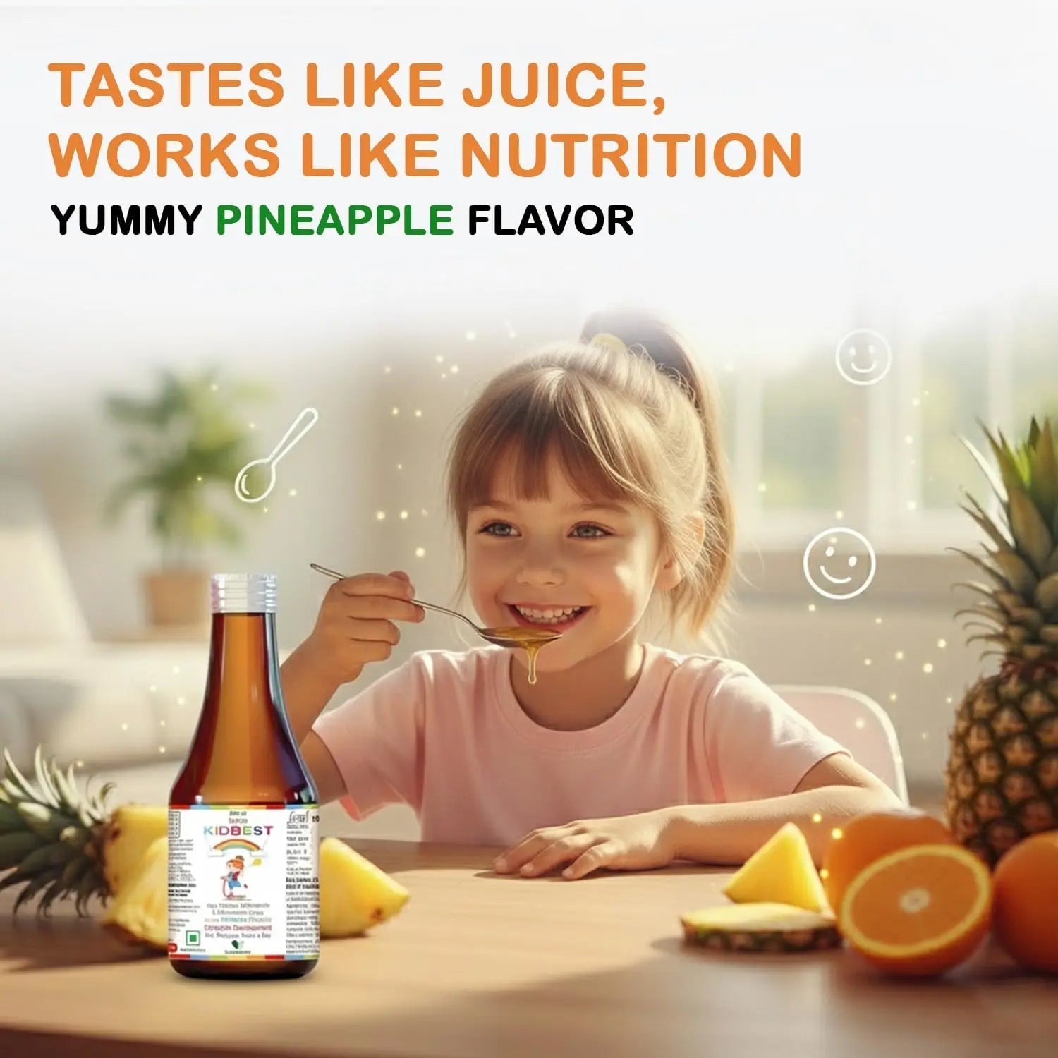 Kidbest Multivitamin Syrup for Kids 3-13 Years – Liquid Formula with 20 Nutrients for Appetite, Immunity, and Growth – Tasty Daily Vitamins HealthBest uk supplements