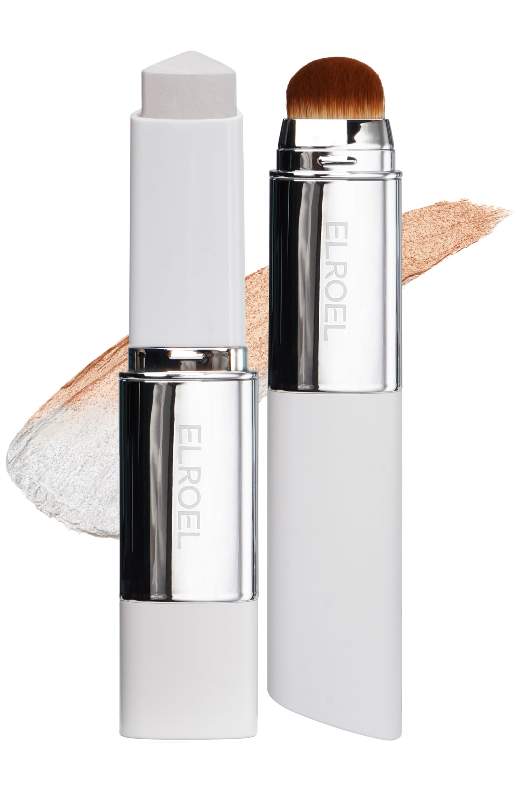 ELROEL Blanc Cover Cream Stick V White - Korean Color-Changing Foundation Stick with Volufiline - Medium to Full Coverage Dewy Finish Base Makeup - Dual-Ended with Detachable Brush (202 Natural) ELROEL uk supplements