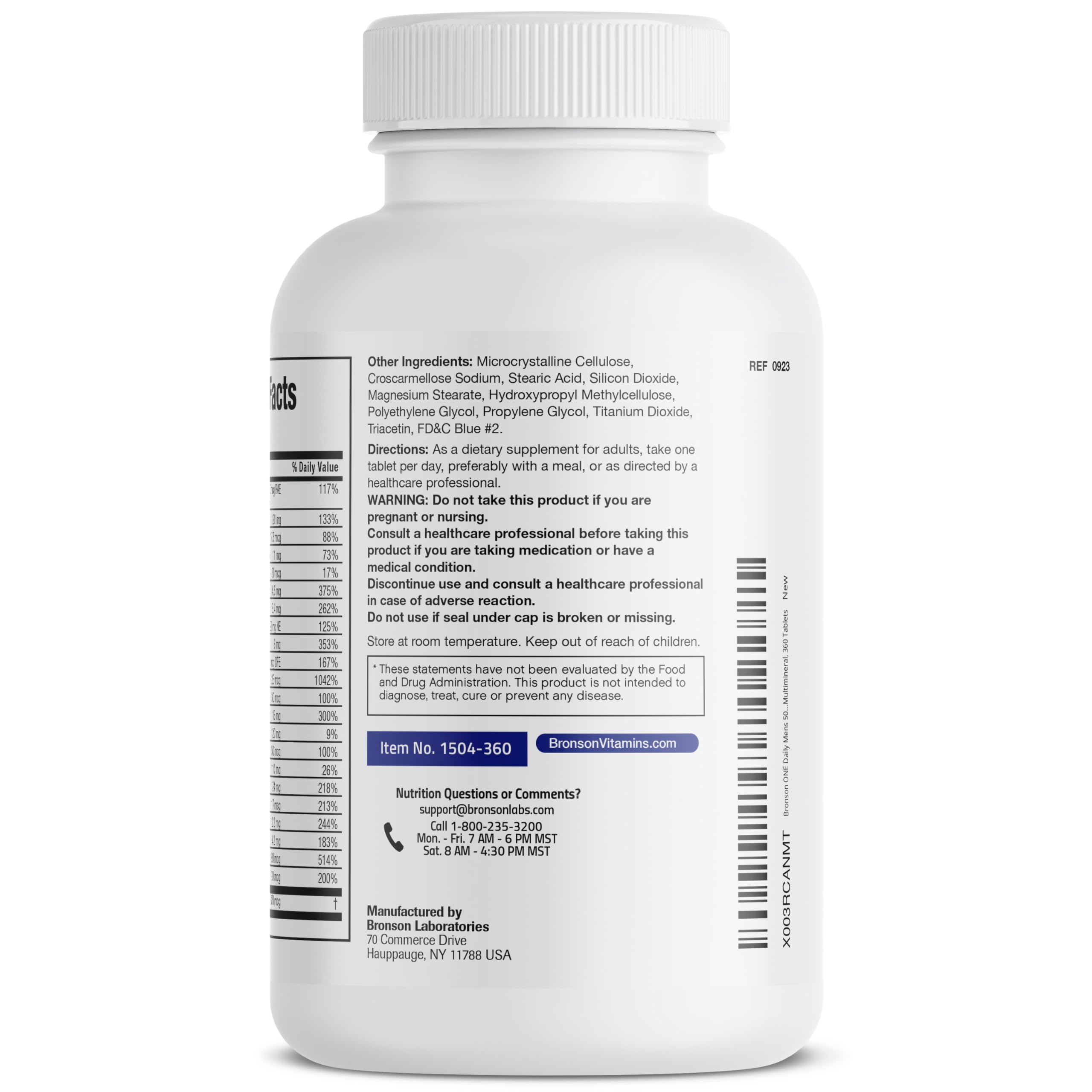 Bronson ONE Daily Mens 50+ Complete Multivitamin Multimineral, 360 Tablets Bronson uk supplements