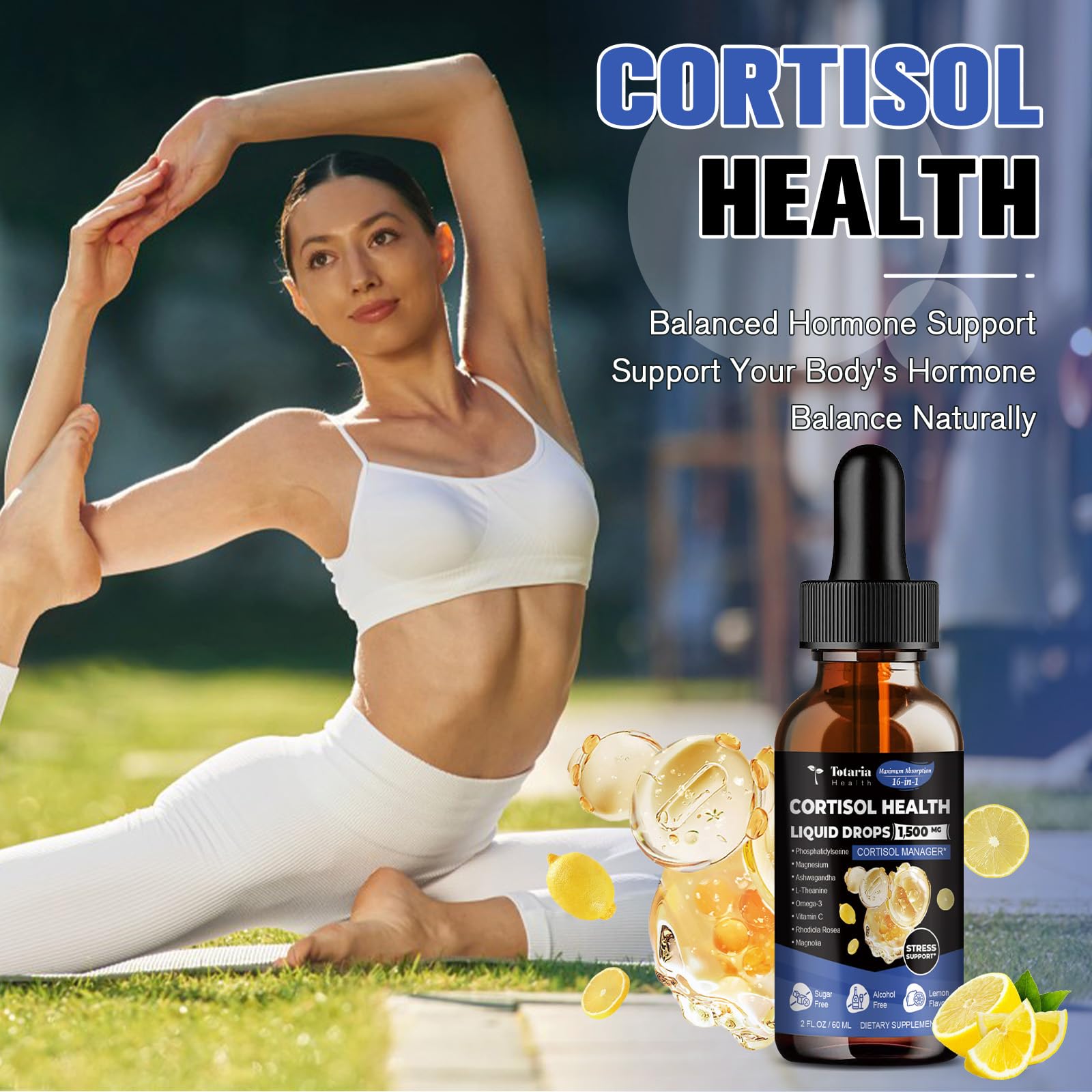 Totaria cortisol Supplement Liquid Drops Hormone Balance for Women Men with Magnesium Complex,Ashwagandha,Rhodiola Rosea,L Theanine,Phosphatidylserine Supplements Mood, Focus, Sleep Support 2 FL.OZ Totaria uk supplements