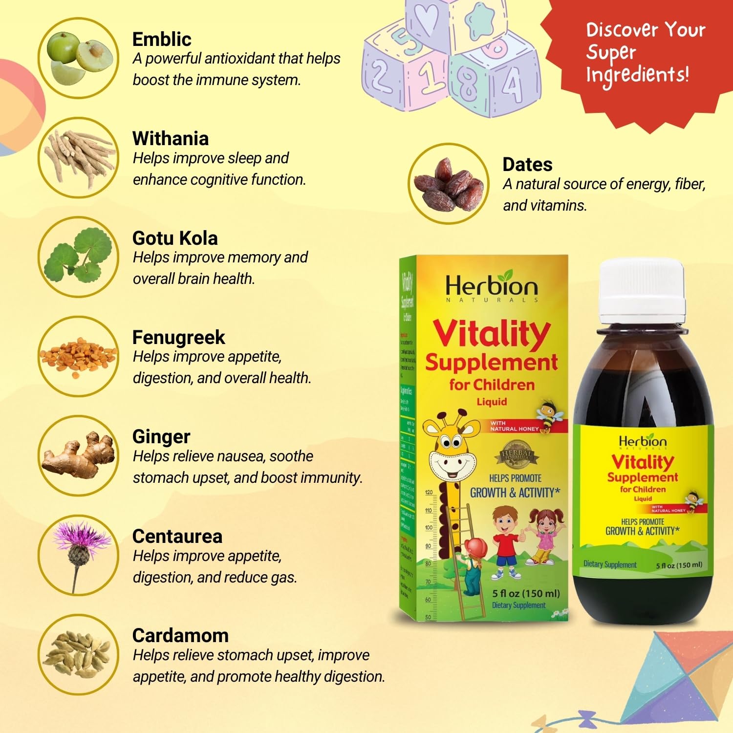 Herbion Naturals Vitality Supplement Syrup for Children, Promotes Growth and Appetite Herbion Naturals uk supplements