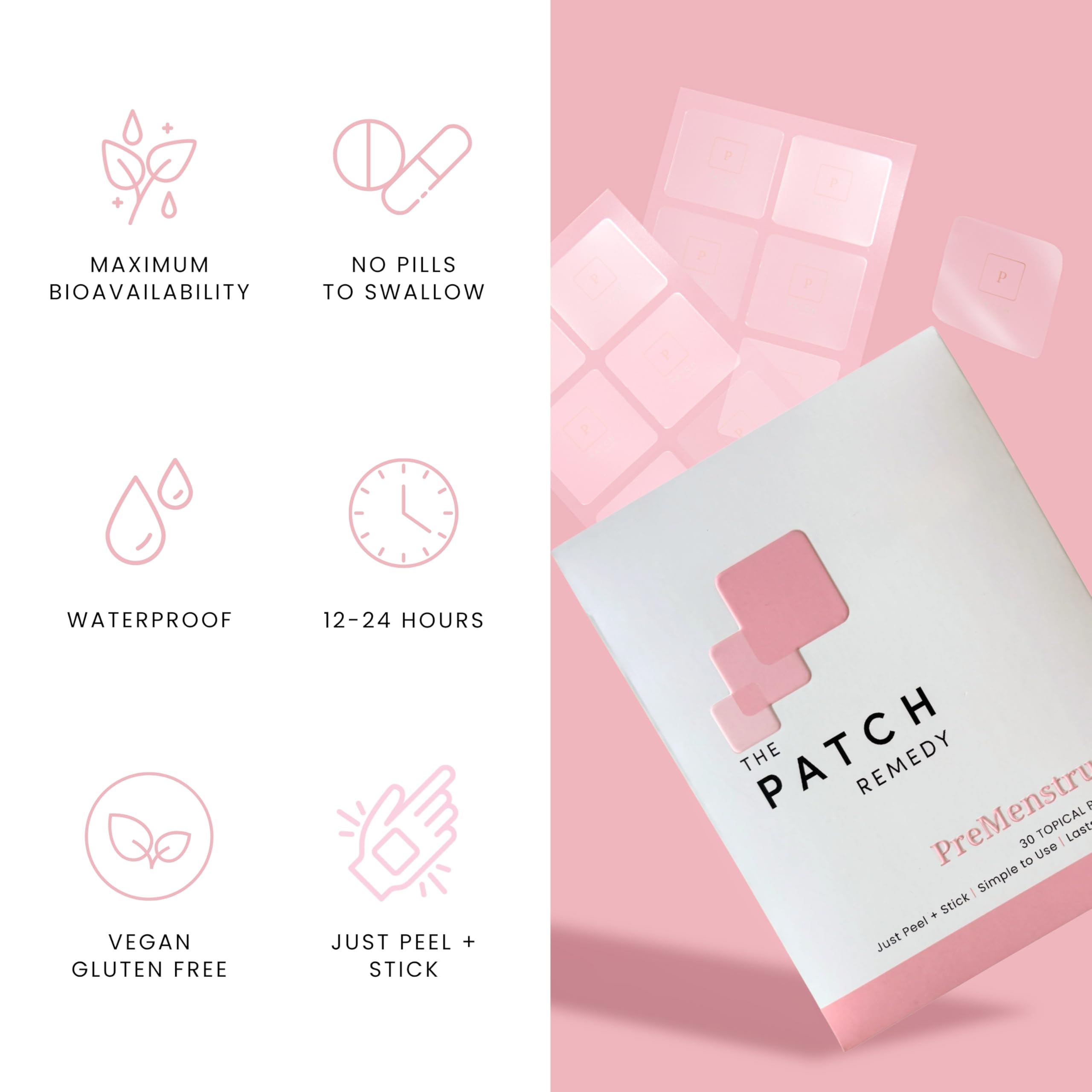 The Patch Remedy Pre Menstrual Patch | Chasteberry, Magnesium, Evening Primrose, Dong Quai, B6 & Vitamin E | 30 Patches The Patch Remedy uk supplements