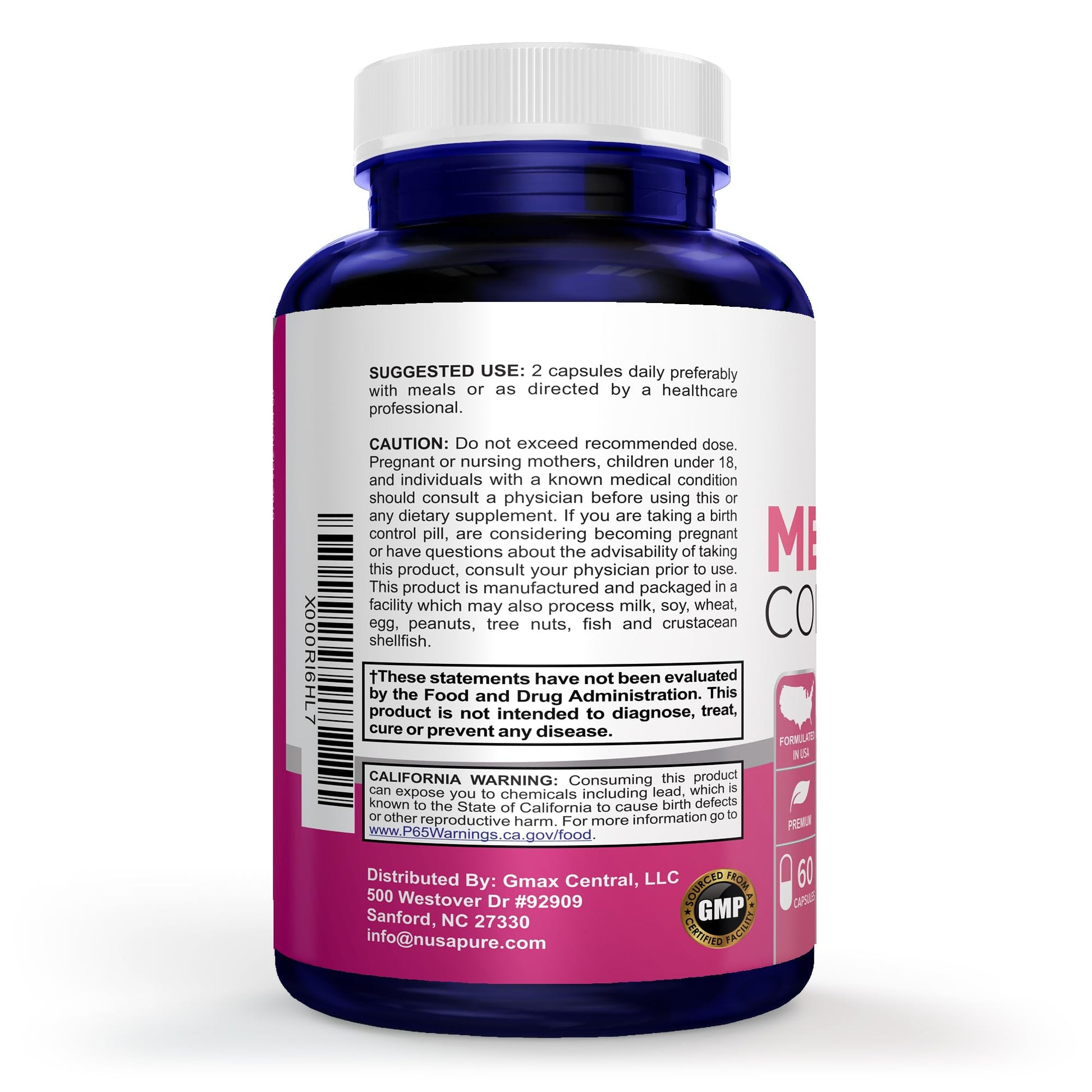 NusaPure Menopause Complex : Black Cohosh and Herbal Ingredients - 60 Capsules NusaPure uk supplements