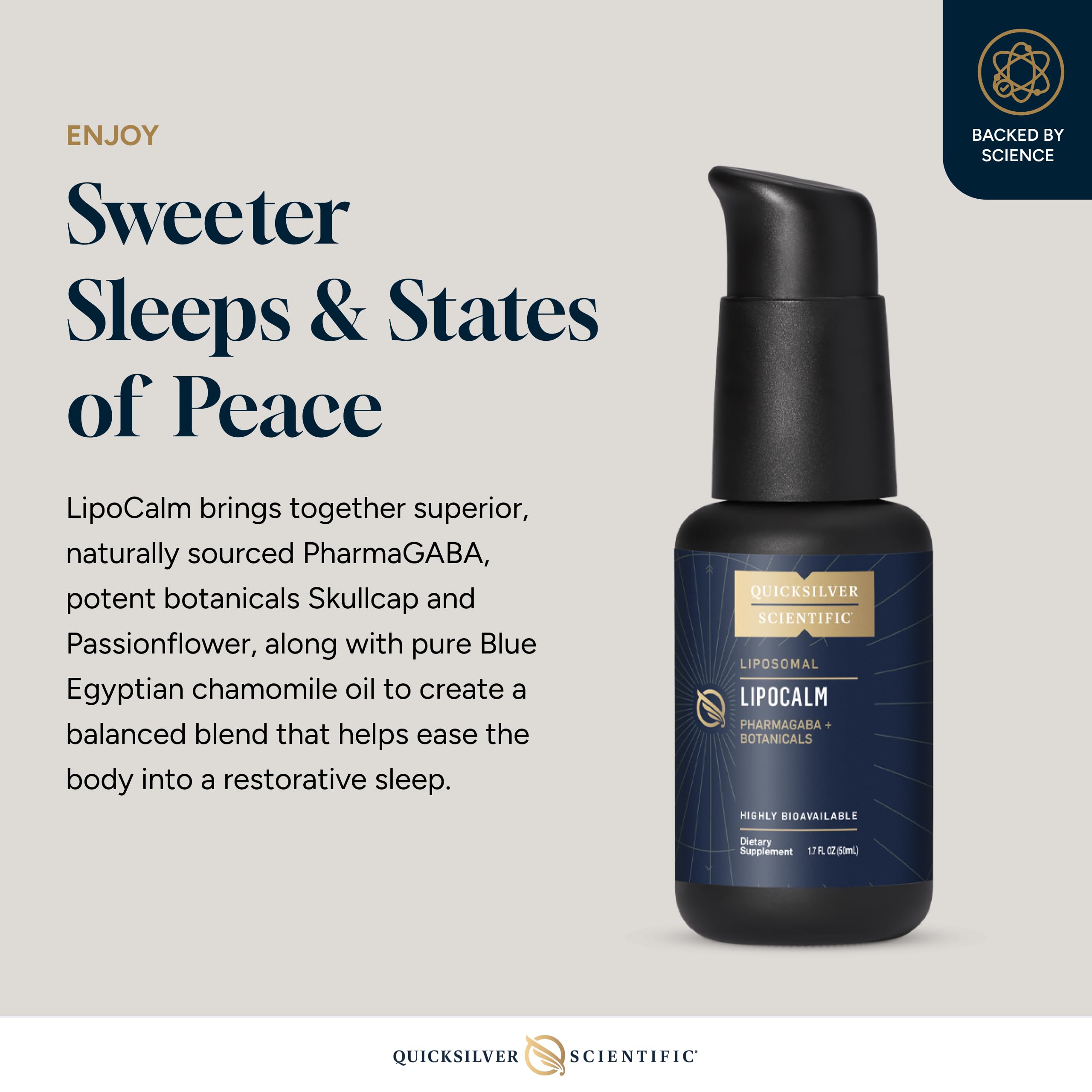Quicksilver Scientific LipoCalm - Liposomal GABA with Herbs for Relaxation Support - Chamomile, Passionflower Herb & Skullcap Supplement for Peace of Mind & Sleep Calm Support (1.7oz / 50ml) Quicksilver Scientific uk supplements