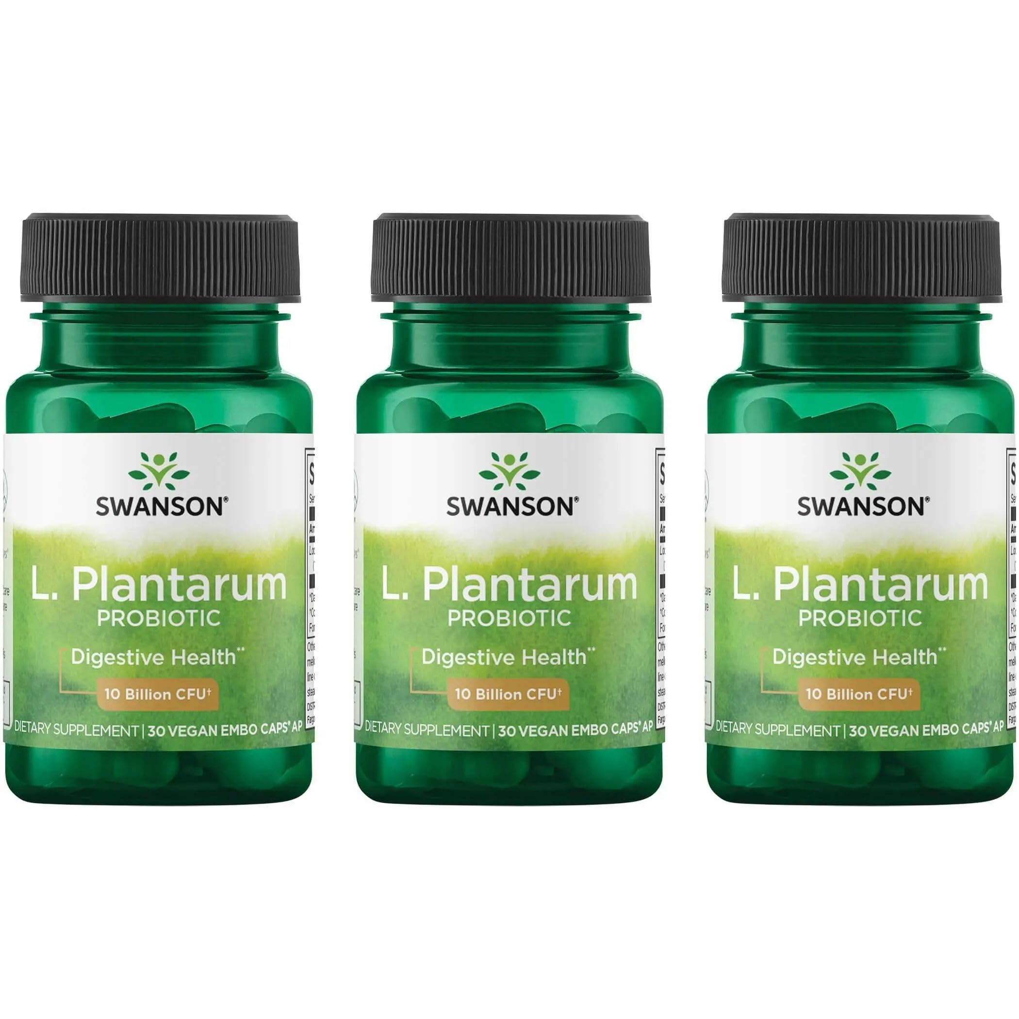 Swanson L. Plantarum - 10 Billion CFUs - Probiotic Supplement for Occasional Gas & Bloating - Supports Lower GI Tract Health* - No Refrigeration Needed - Non-GMO - 30 Vegan Capsules (3 Pack) Swanson uk supplements