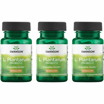 Swanson L. Plantarum - 10 Billion CFUs - Probiotic Supplement for Occasional Gas & Bloating - Supports Lower GI Tract Health* - No Refrigeration Needed - Non-GMO - 30 Vegan Capsules (3 Pack) Swanson uk supplements