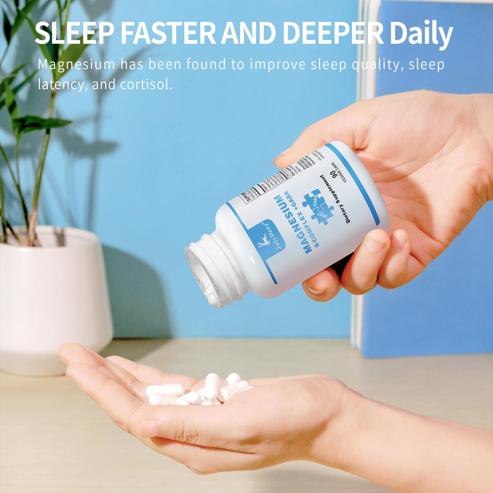 JulyDeer Sixfold Magnesium Complex | 350mg of Magnesium Glycinate, Malate, Citrate, Taurine, Oxide, Mg+ for Muscles,Nerves,& Energy, GABA Sleep Support | High Absorption | Vegan | 90 Capsules Risabou uk supplements