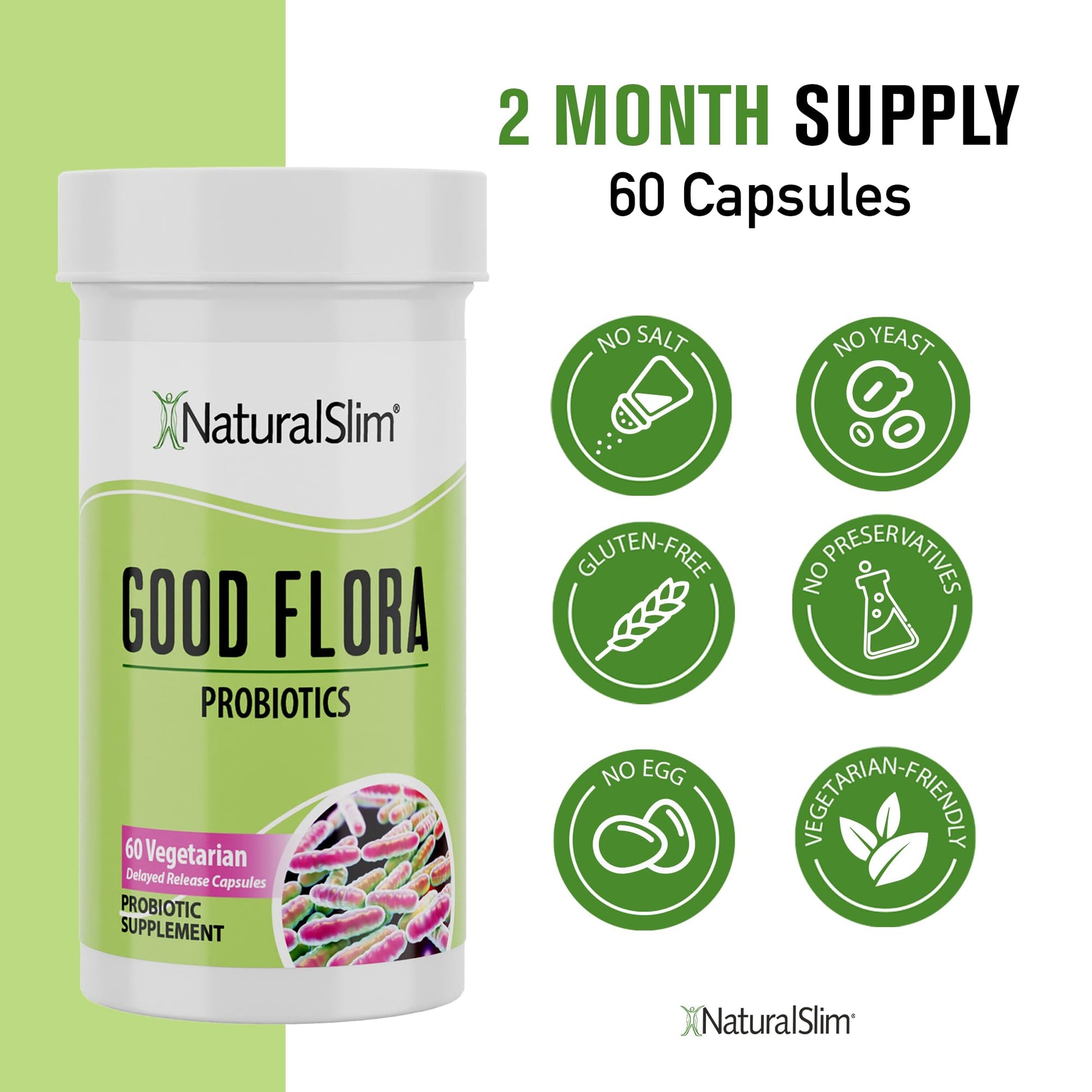 Probiotic Nutritional Supplements Gentle Formula Pro Biotics for Gut Health, Digestive Health, Immune Support, & De-Bloating for Women & Men, 7 Powerful Probiotic Strains, 60 Vegetarian Capsules 3 Pk NaturalSlim uk supplements