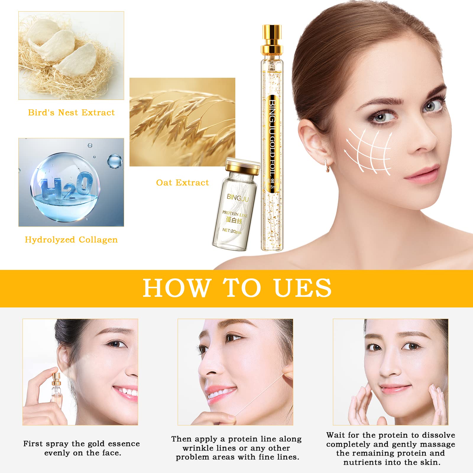 Instalift Korean Protein Thread Lifting Set, Absorbable Collagen Threads for Face Lift, Soluble Protein DRTRU uk supplements