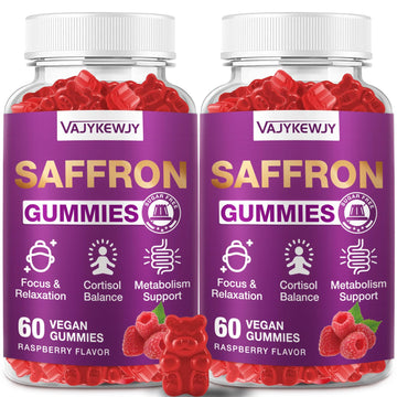 VAJYKEWJY Saffron Gummies (88.5 mg) with Magnesium — Enhanced with St. John’s Wort, Rhodiola, Ashwagandha & Vitamins B6, B12, D3 for Mood & Focus Support — 120 Count VAJYKEWJY uk supplements