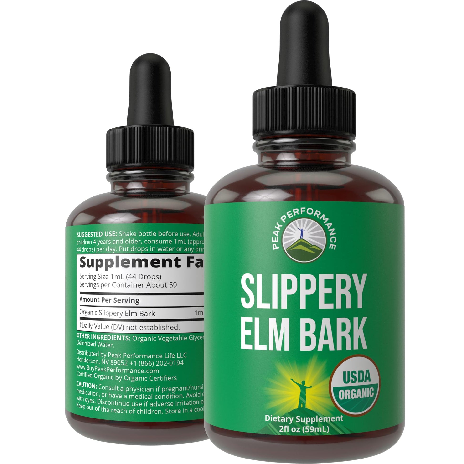 Slippery Elm Bark USDA Organic Vegan Liquid Drops. Extract with High Bioavailability for Women, Men, Kids. for Sore Throat, Irritated Stomach. Zero Sugar, Gluten Free, Tincture Supplement No Capsules Peak Performance uk supplements