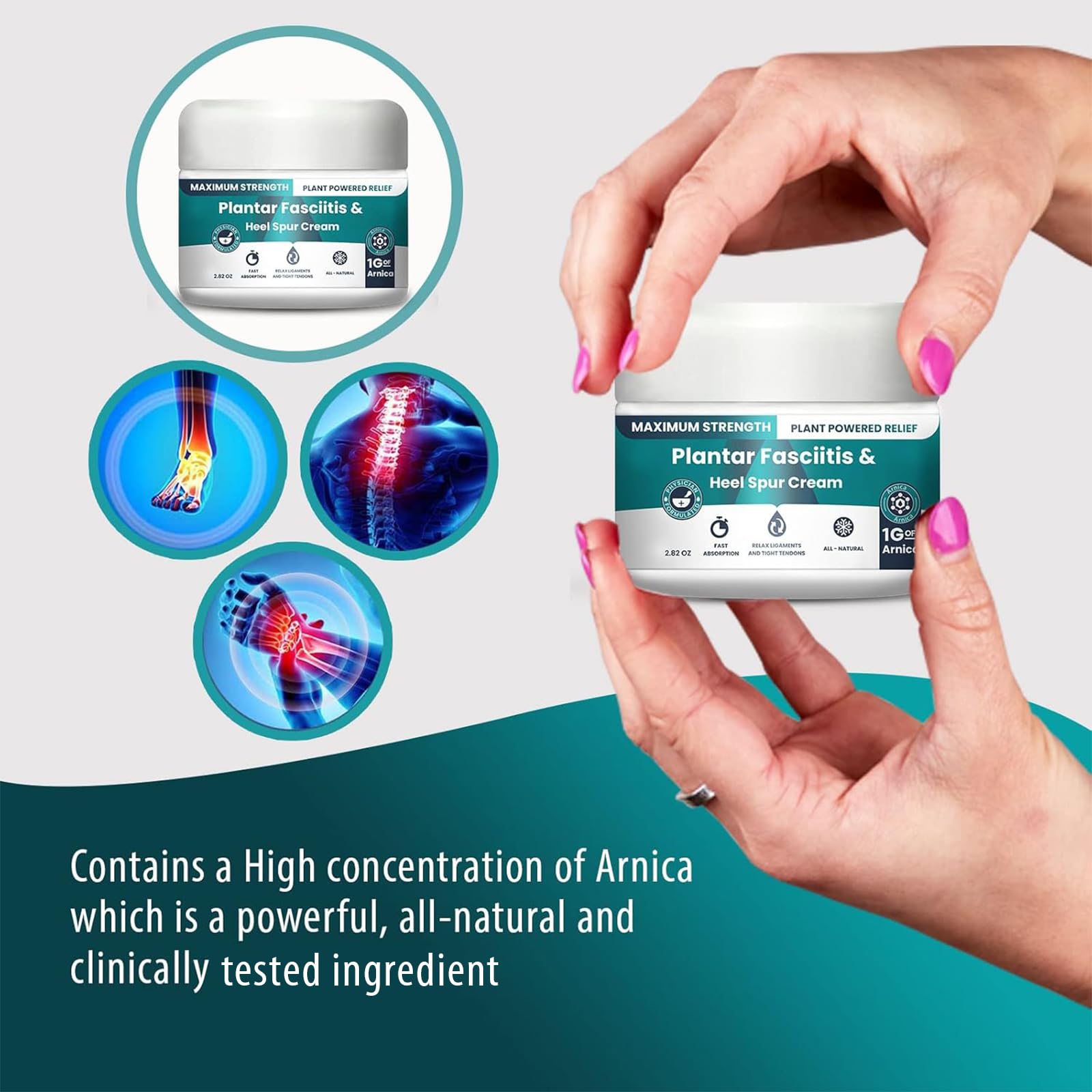 M PAIN MANAGEMENT TECHNOLOGIES Plantar Fasciitis And Heel Spur Cream By PMT - Cream For Foot Relief. High Concentration of Arnica; Vitamin B6, MSM, Glucosamine - To Soothe and Relieve - 2.82 OZ M PAIN MANAGEMENT TECHNOLOGIES uk supplements