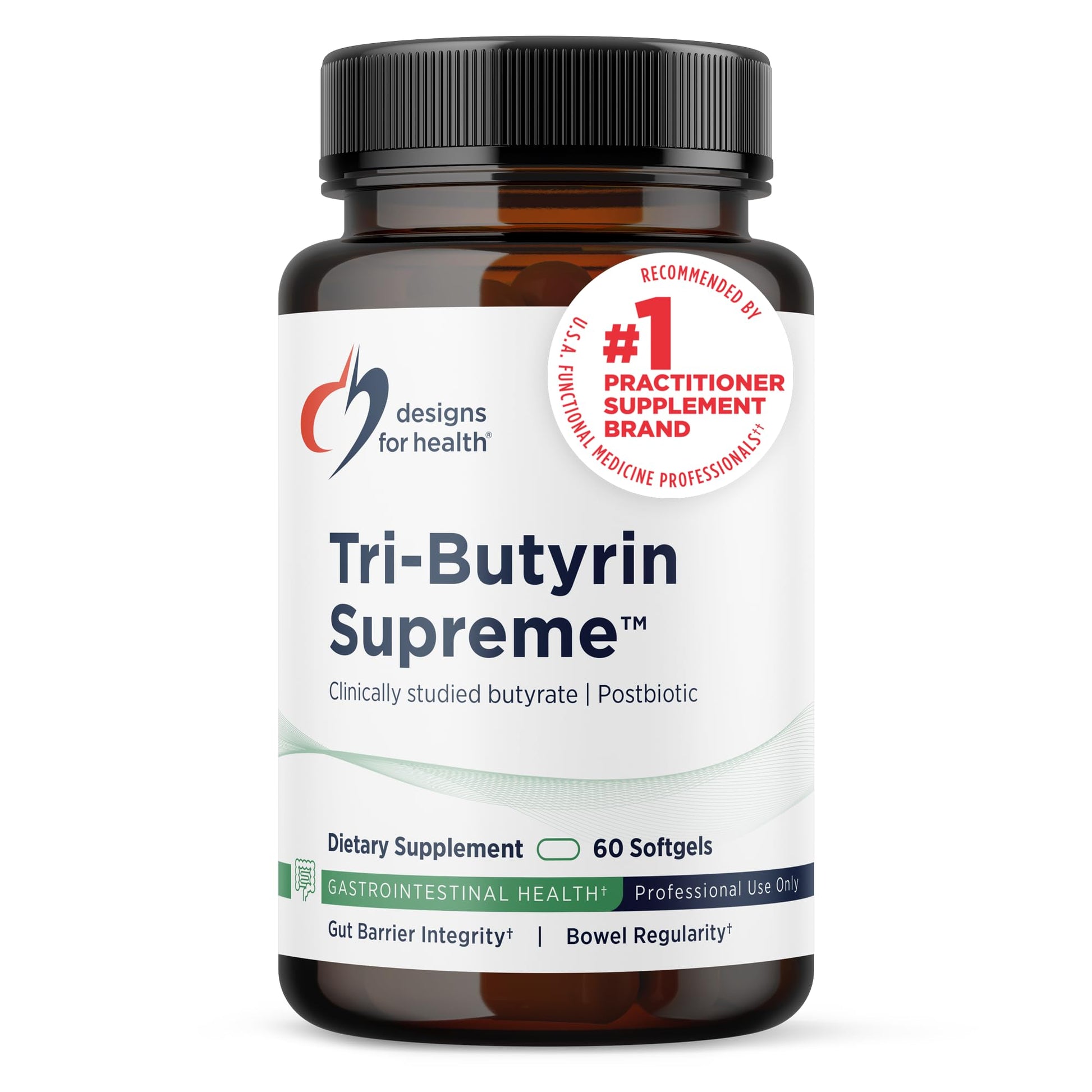 Designs for Health Tri-Butyrin Supreme - 3-in-1 Butyric Acid (Butyrate) Postbiotics for Gut Health & Gut Permeability Support - Tributyrin Supplement with Odor-Minimizing Innovation (60 Softgels) Designs for Health uk supplements