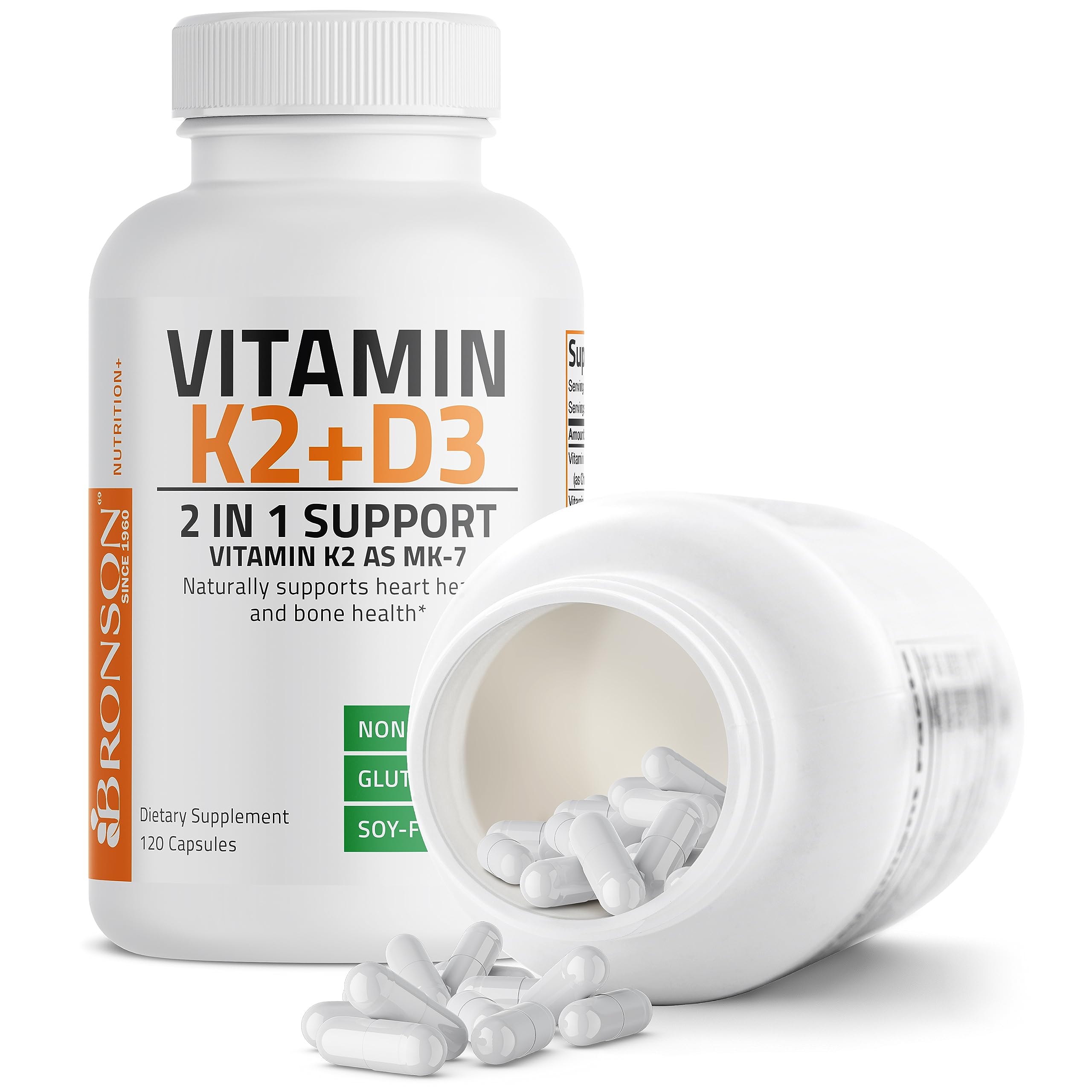 Bronson Vitamin K2 (MK7) with D3 Supplement Non-GMO Formula 5000 IU Vitamin Bronson uk supplements