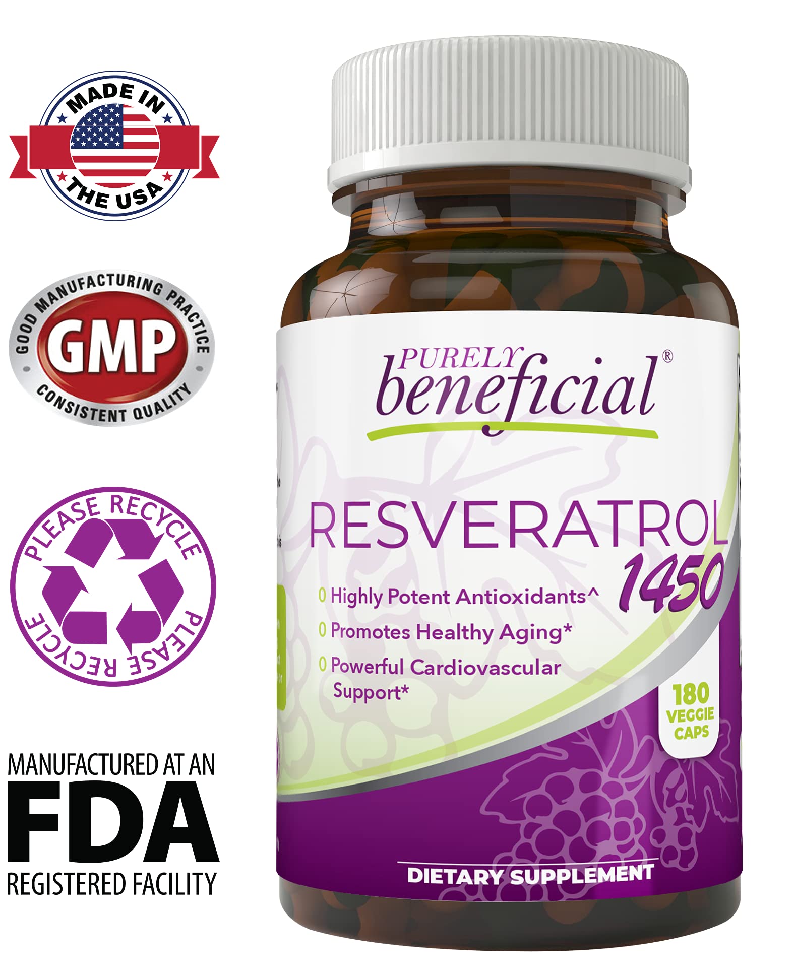 PURELY beneficial RESVERATROL1450-90day Supply, 1450mg per Serving of Potent Antioxidants PURELY beneficial uk supplements