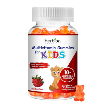 HERBION Naturals Multivitamin Gummies for Kids, Immune Support with Vitamin C, D3, B12, A, E & Zinc, Strawberry Flavor HERBION uk supplements