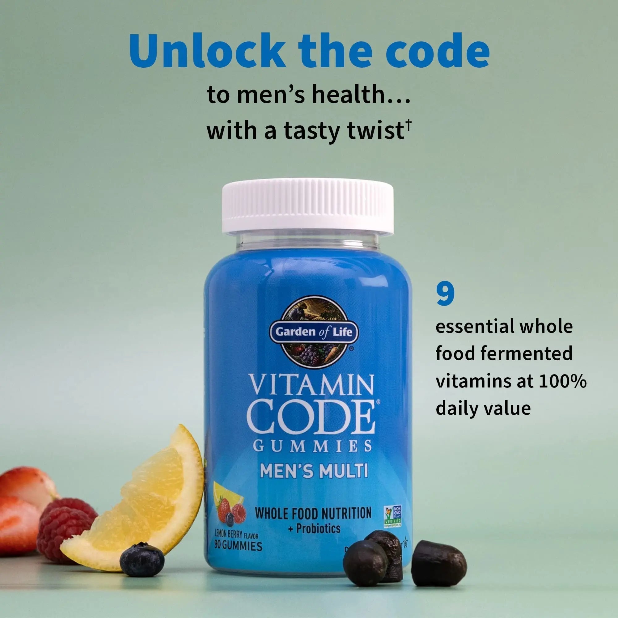 Men’s Multivitamin Gummy: Vitamins C, D, E, B & Zinc for Energy, Stamina & Stress, Probiotics for Digestive & Immune Health, Vitamin Code Garden of Life uk supplements