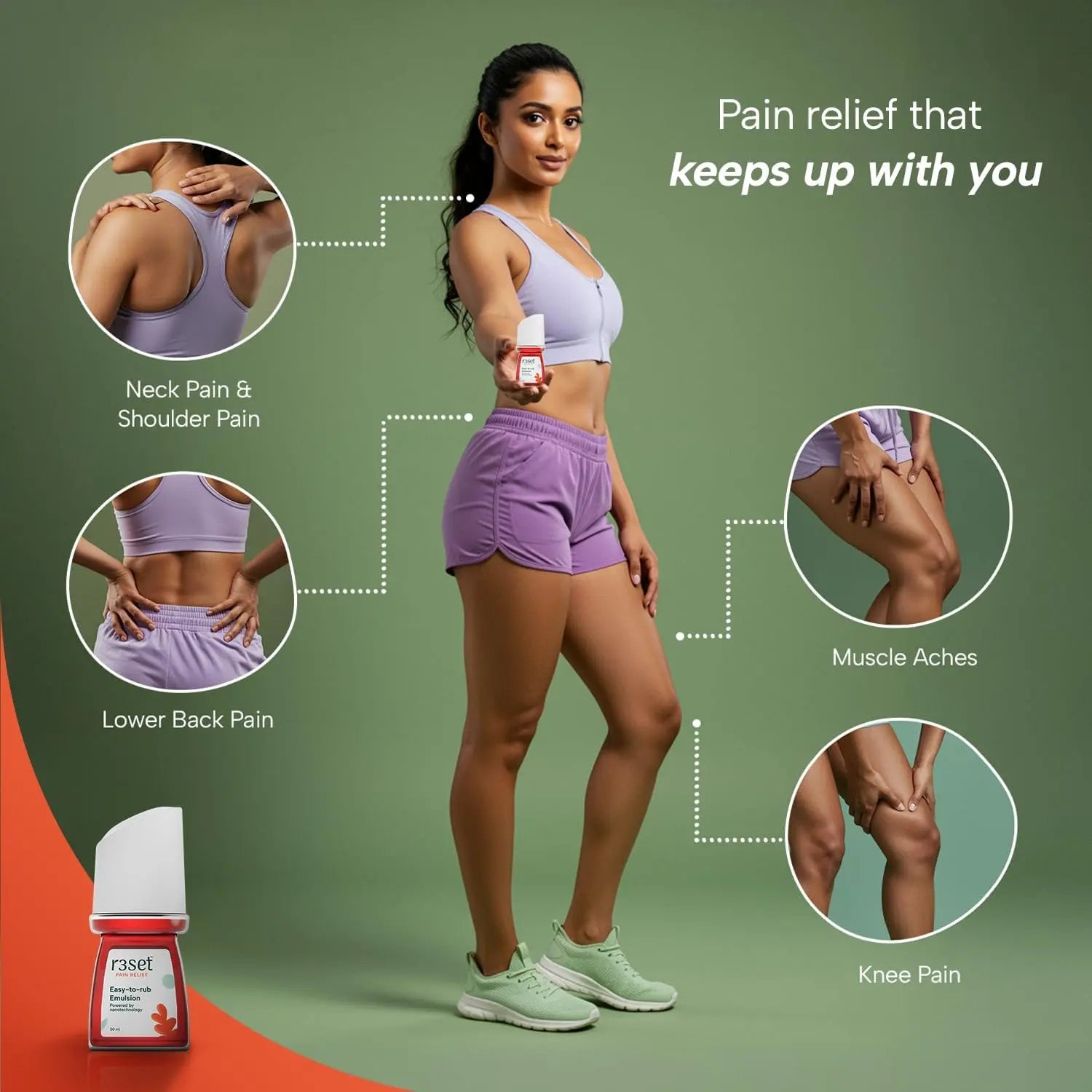 Pain Relief Emulsion Roll-On | Fast Relief for Muscle, Joint, Back, Neck, Knee Pain, Sports Injuries | 100% Natural, Absorbs Easily, No Side Effects | Herbal Ingredients for Aches & Soreness - 50ml Generic uk supplements