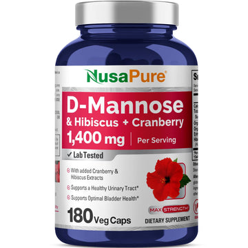 NusaPure D-Mannose Complex 1400 mg (with Hibiscus and Cranberry) - 180 Veggie Caps Non-GMO & Vegan NusaPure uk supplements